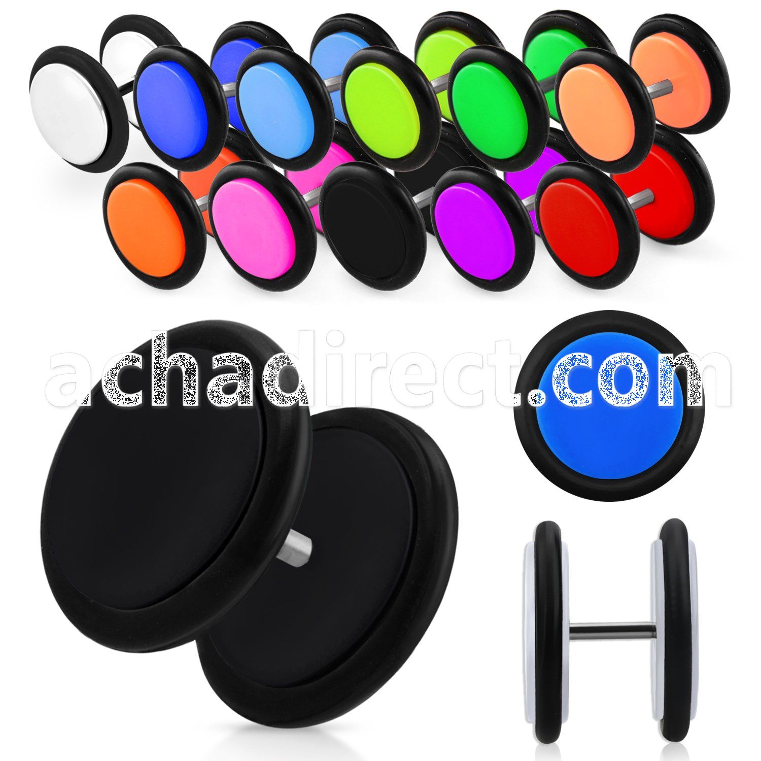 ipvr acrylic fake plug with rubber o rings size 3mm to 12mm