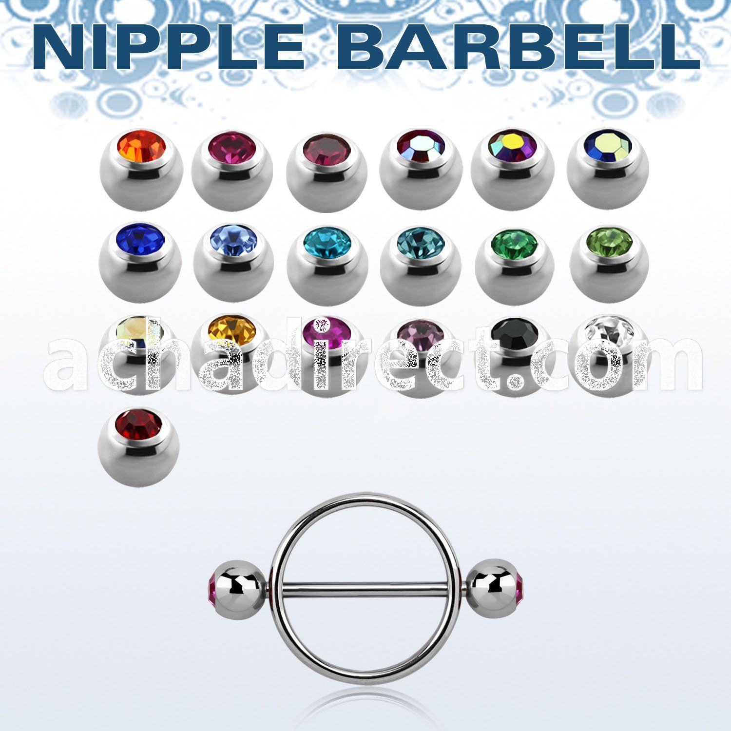 jbnpe6 316l steel round nipple shield w 2 6mm jewel balls