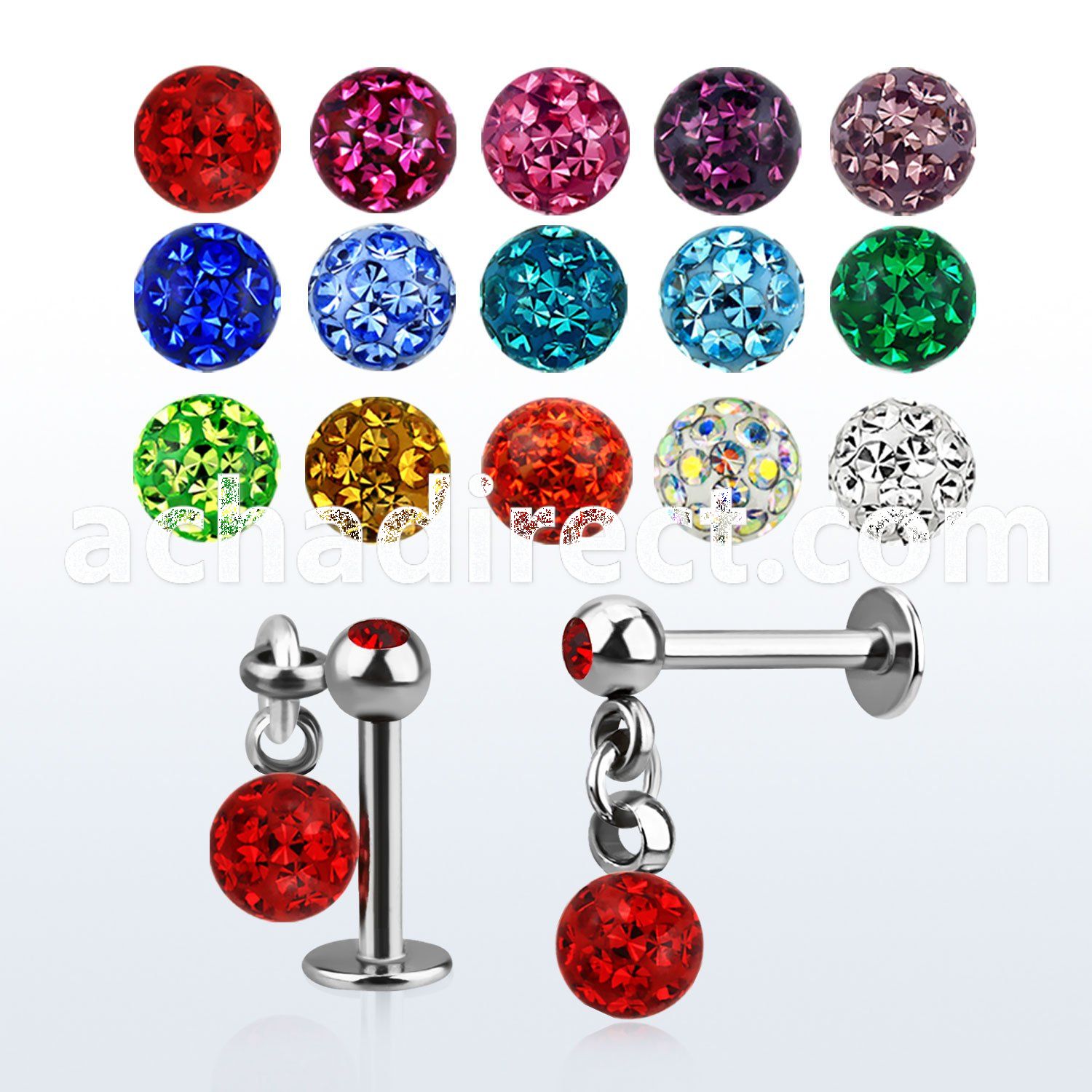 lber1 316l steel labret with 3mm bezel ball ferido ball