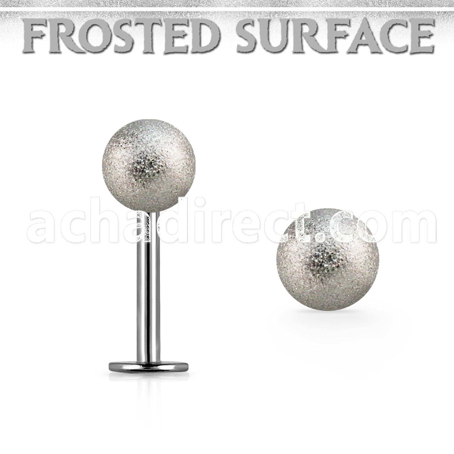 lbfo5s steel labret, 16g (1.2mm) with a 5mm frosted steel ball
