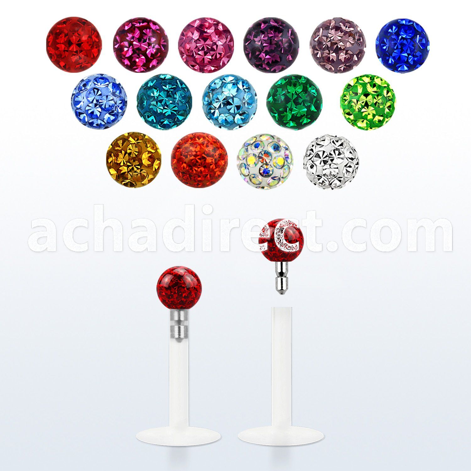 lbifr3 bioflexible labret with 3mm multi crystal ball
