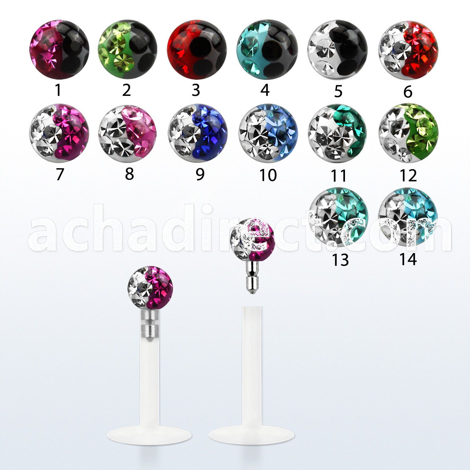 lbifr3e 16g bio flexible labret with 3mm 2 color ferido ball