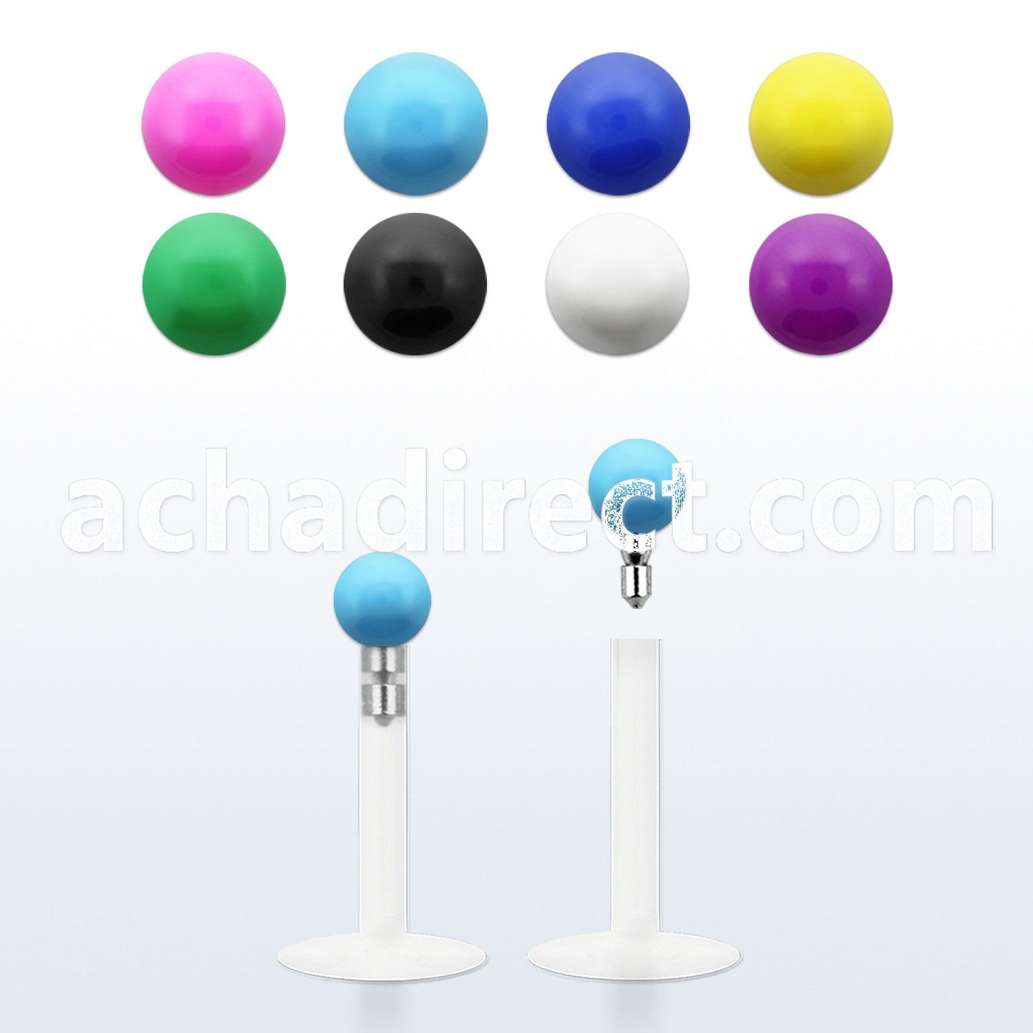 lbisab25 clear bio flexible labret with 2 5mm color acrylic ball