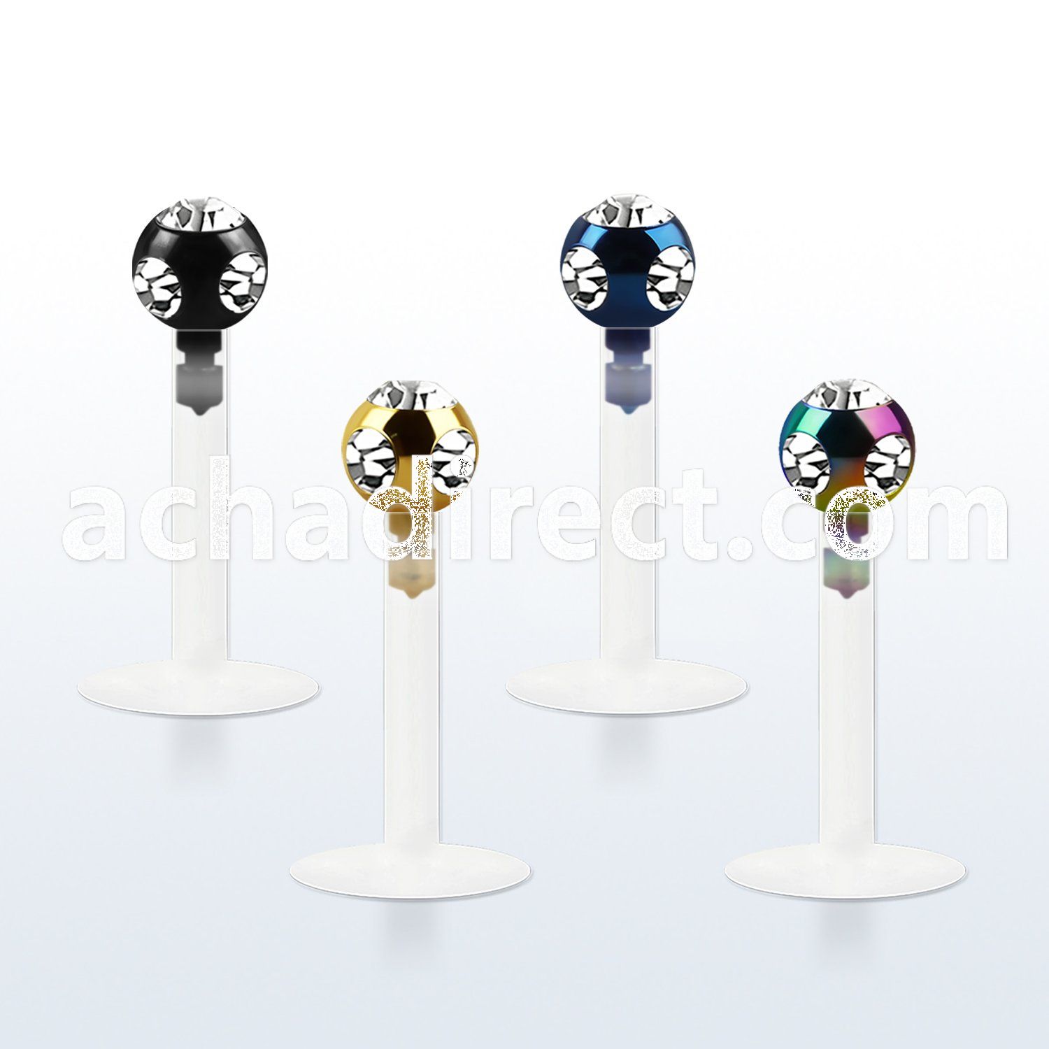 lbitca bio flexible labret with 3mm anodized multi jewel ball