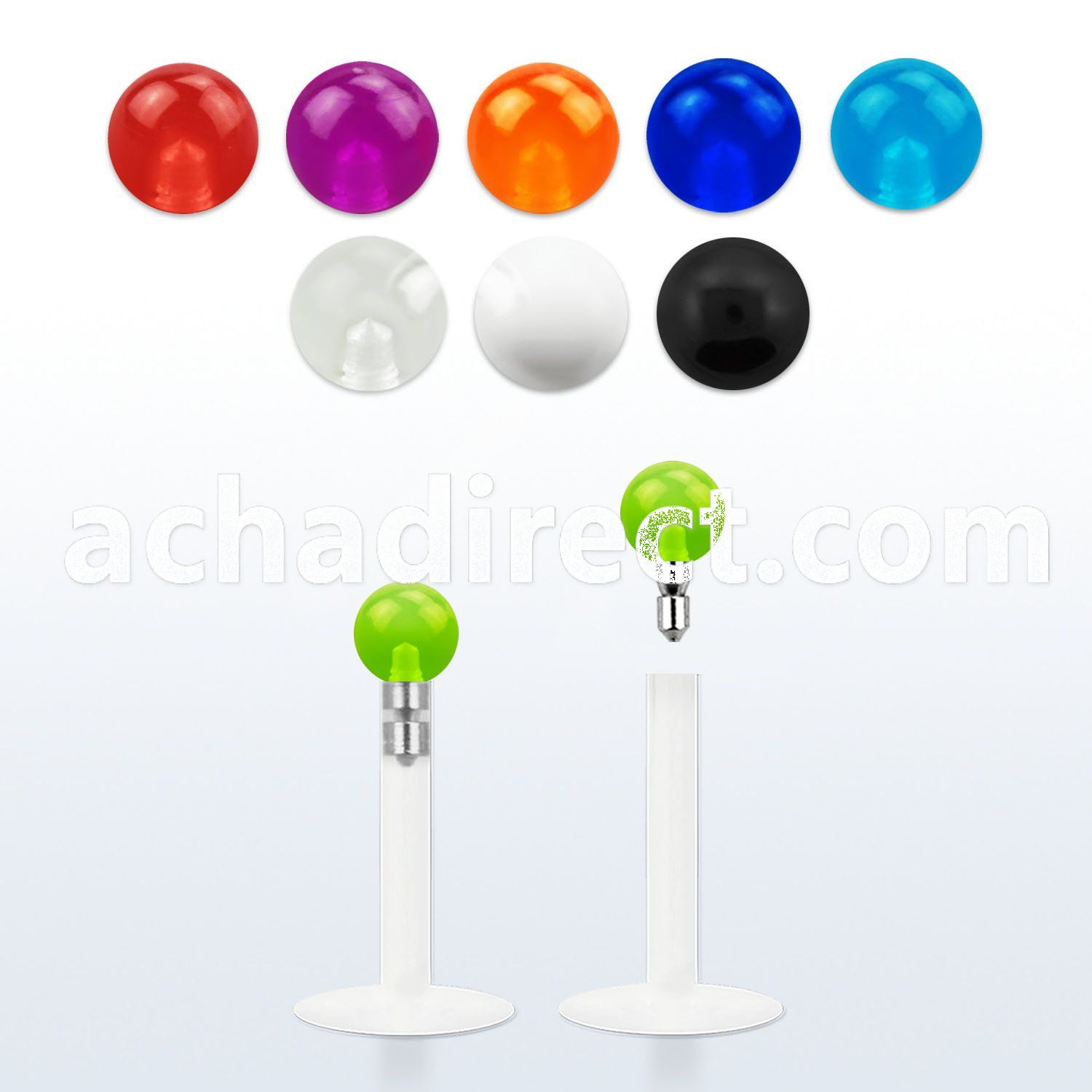 lbivb25 clear bio flexible labret with 2 5mm acrylic uv ball