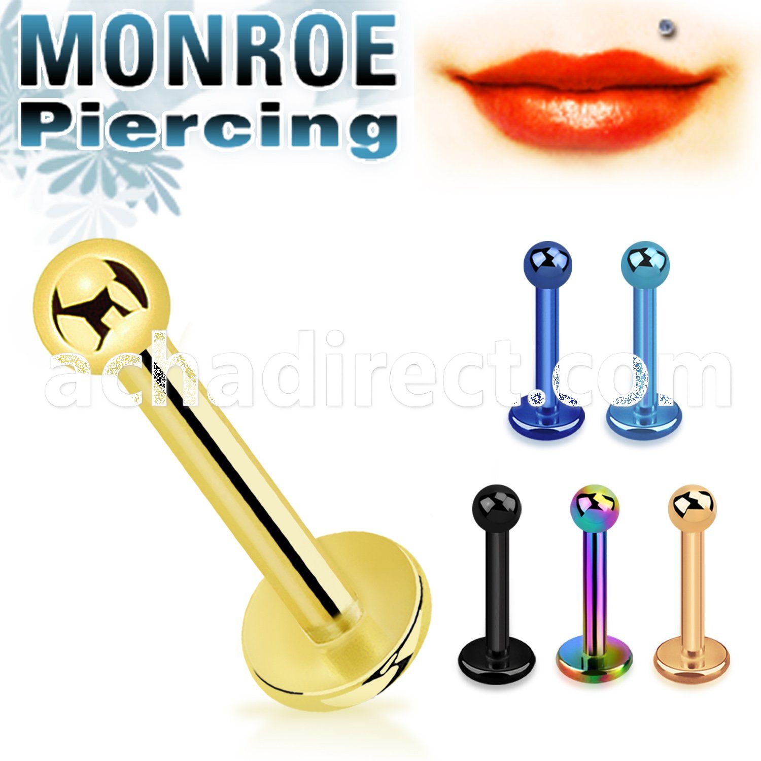 lbtbmc25 anodized 316l 16g steel monroe piercing with 2 5mm ball
