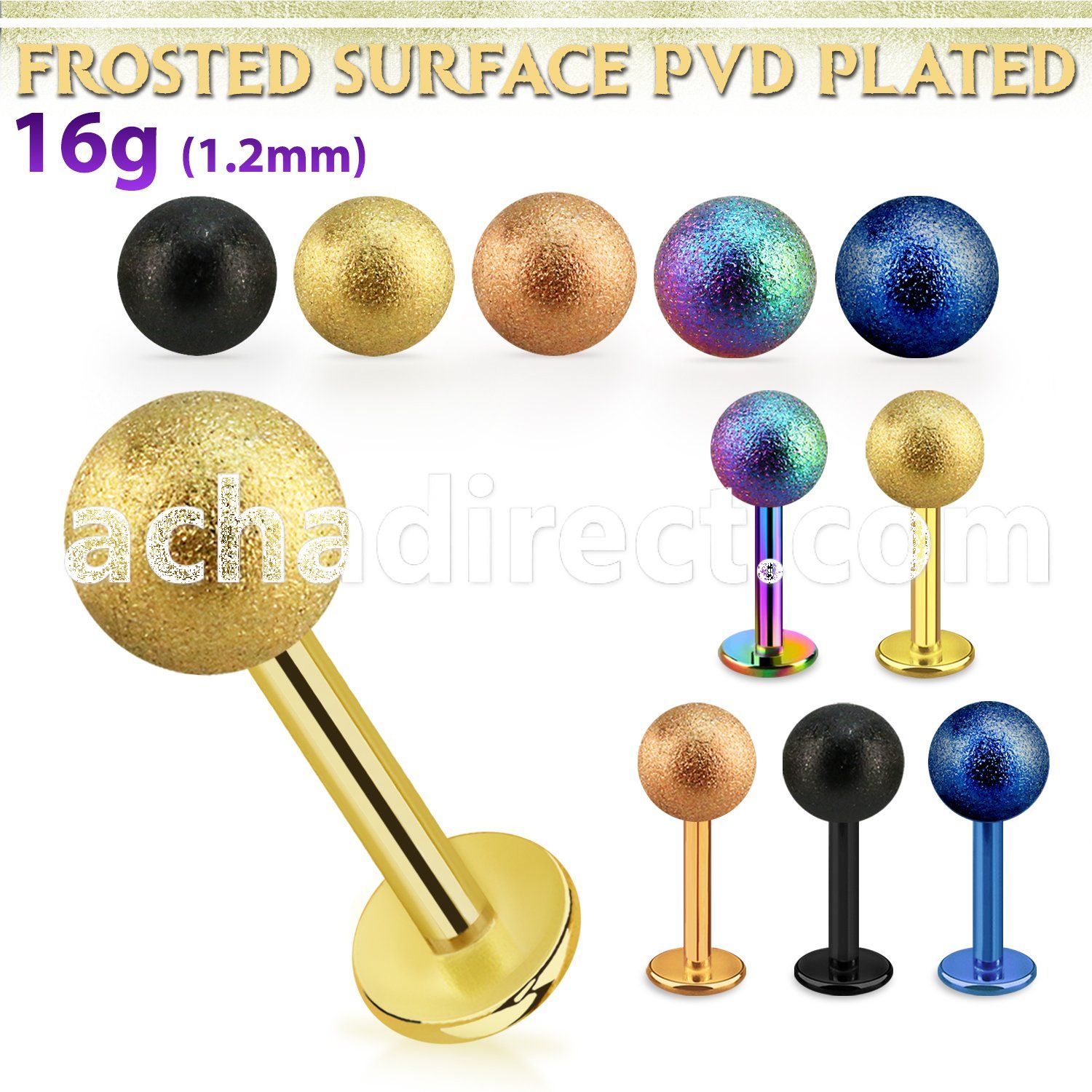 lbtfo5s anodized steel labret w a 5mm frosted steel ball