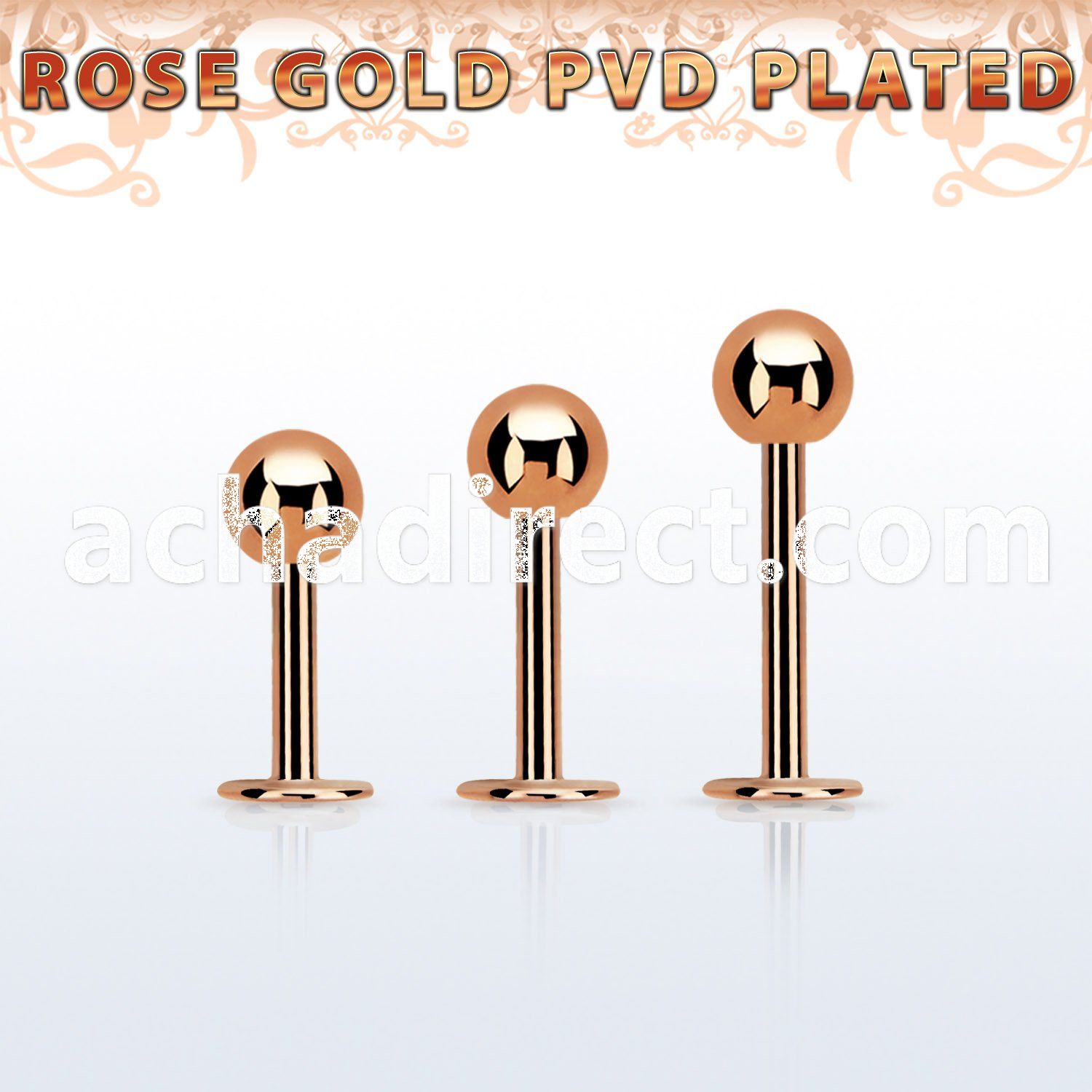lbttb4s rose gold steel labret with a 4mm ball