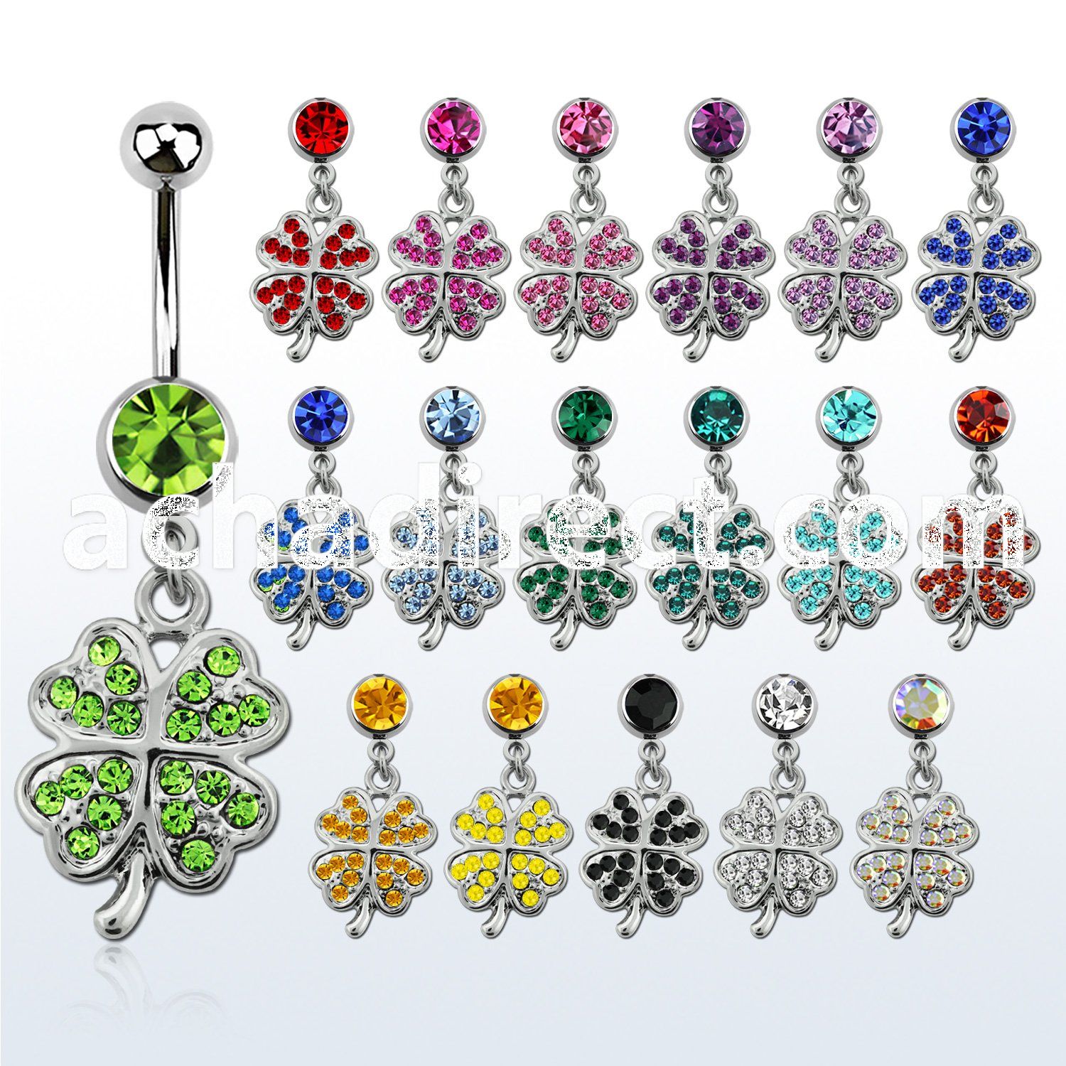 mcd350 316l steel belly banana with multi crystal flower