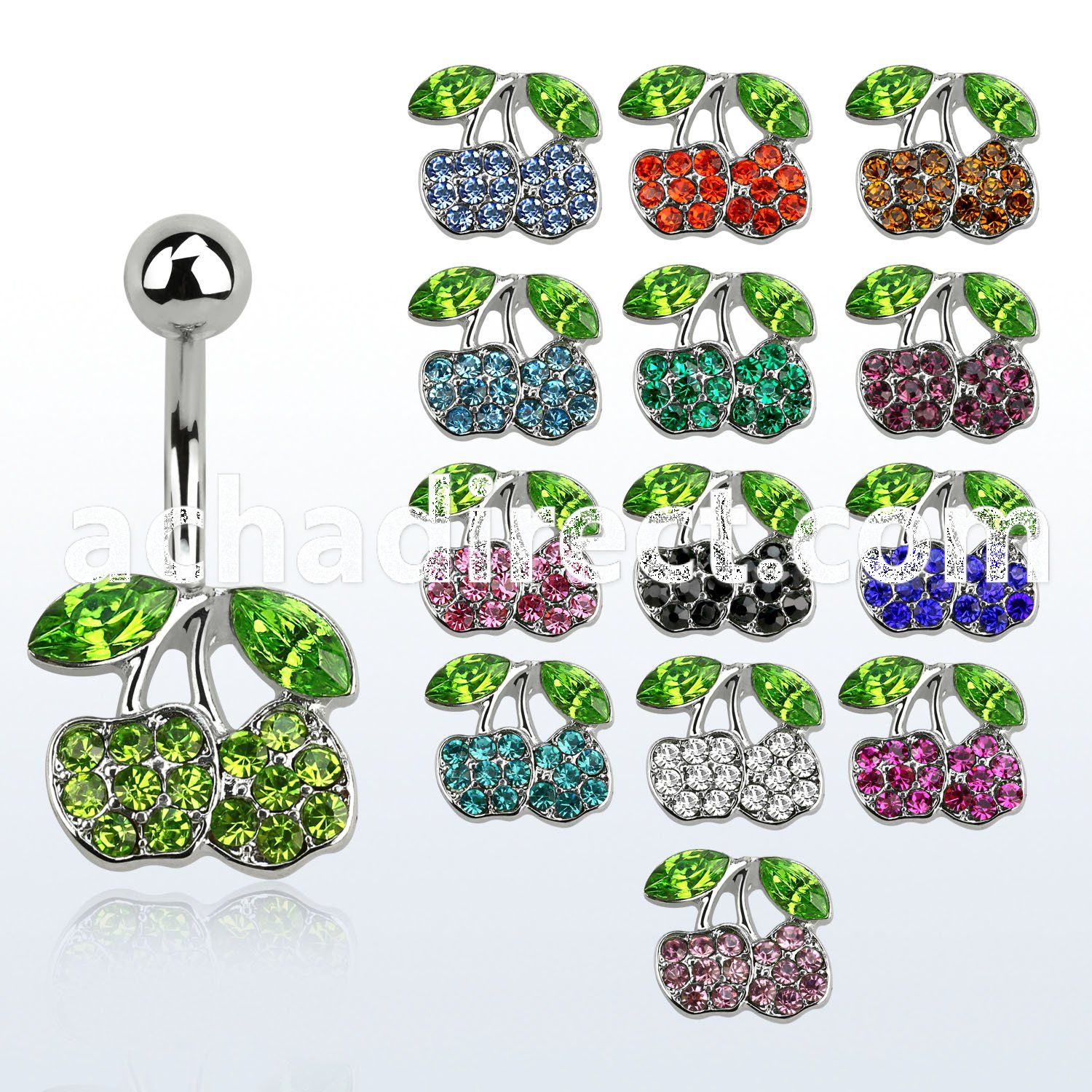 mcd355 steel belly banana w a lower crystal studded cherries