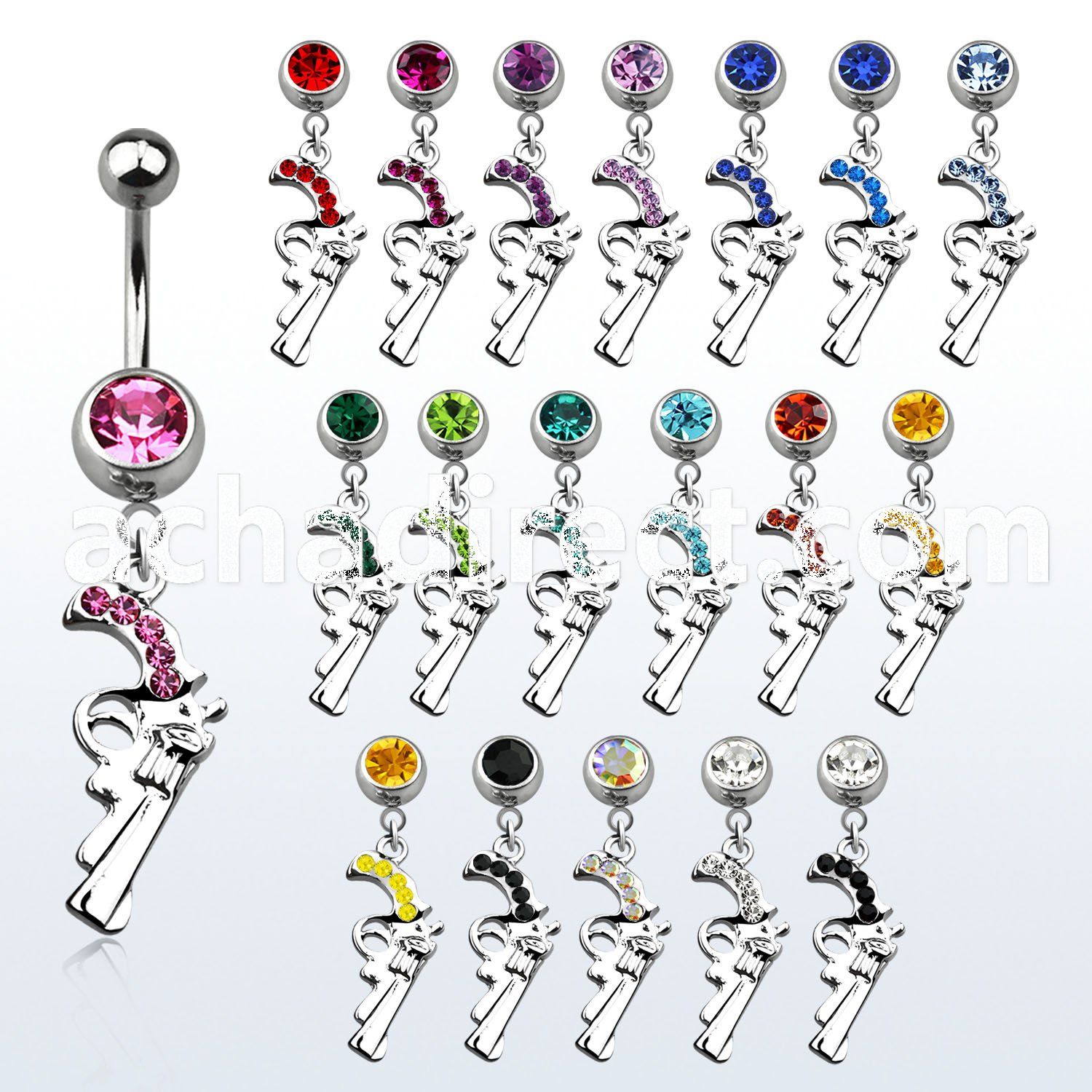 mcd358 316l steel belly banana with jewel ball crystal pistol