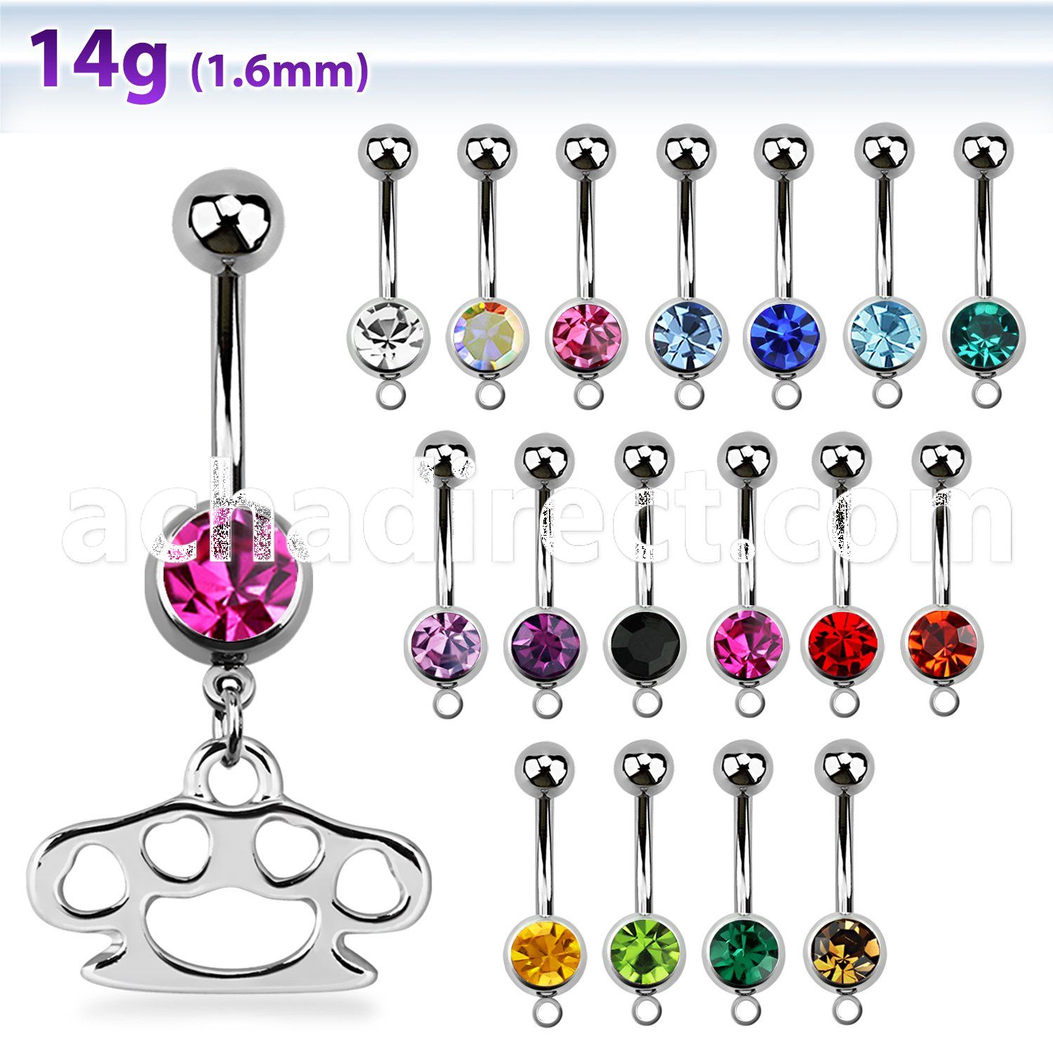 mcd376 316l steel belly banana w bezel ball dangling knuckle