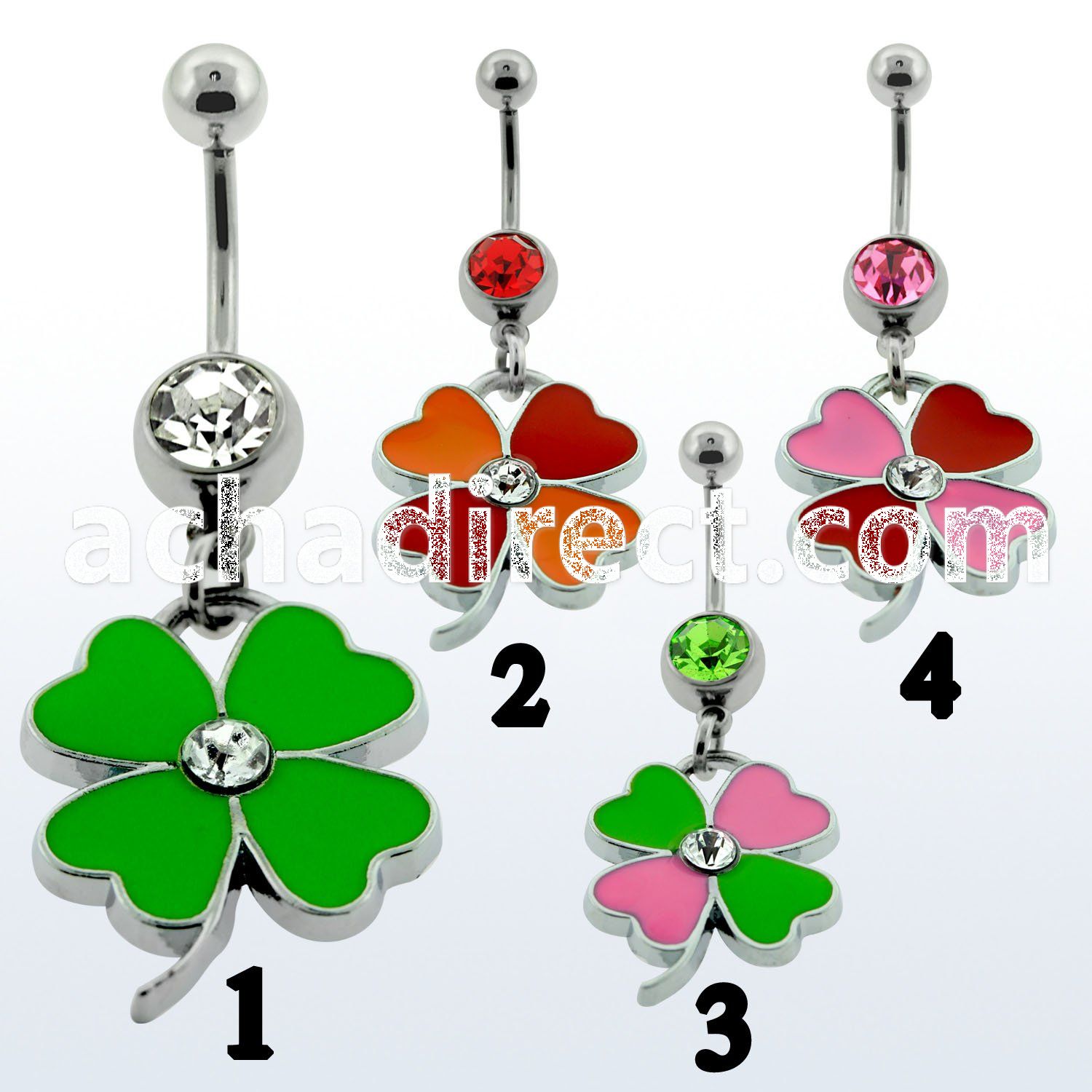 mcd393 316l steel belly banana with dangling painted flower