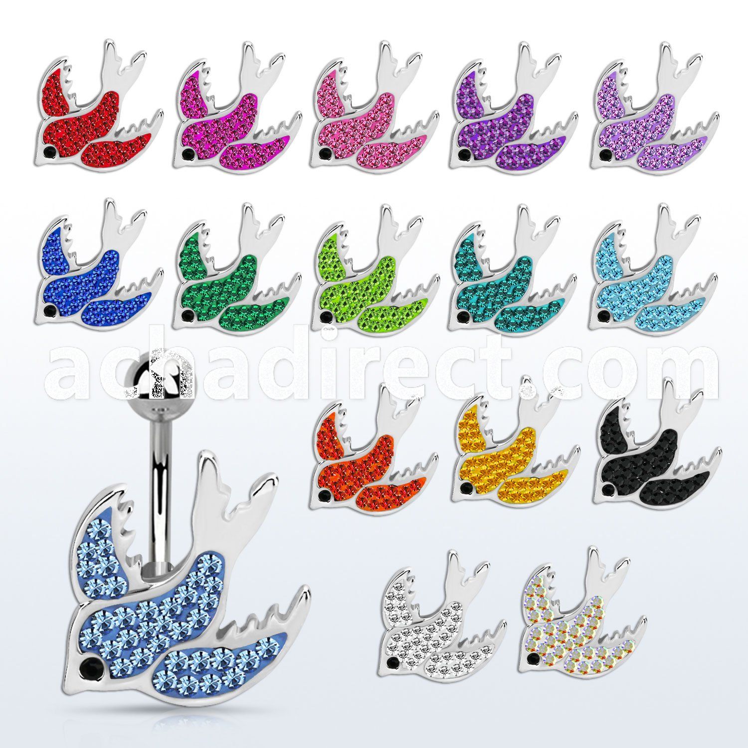 mcd453 steel belly banana w dove design w ferido glued crystals