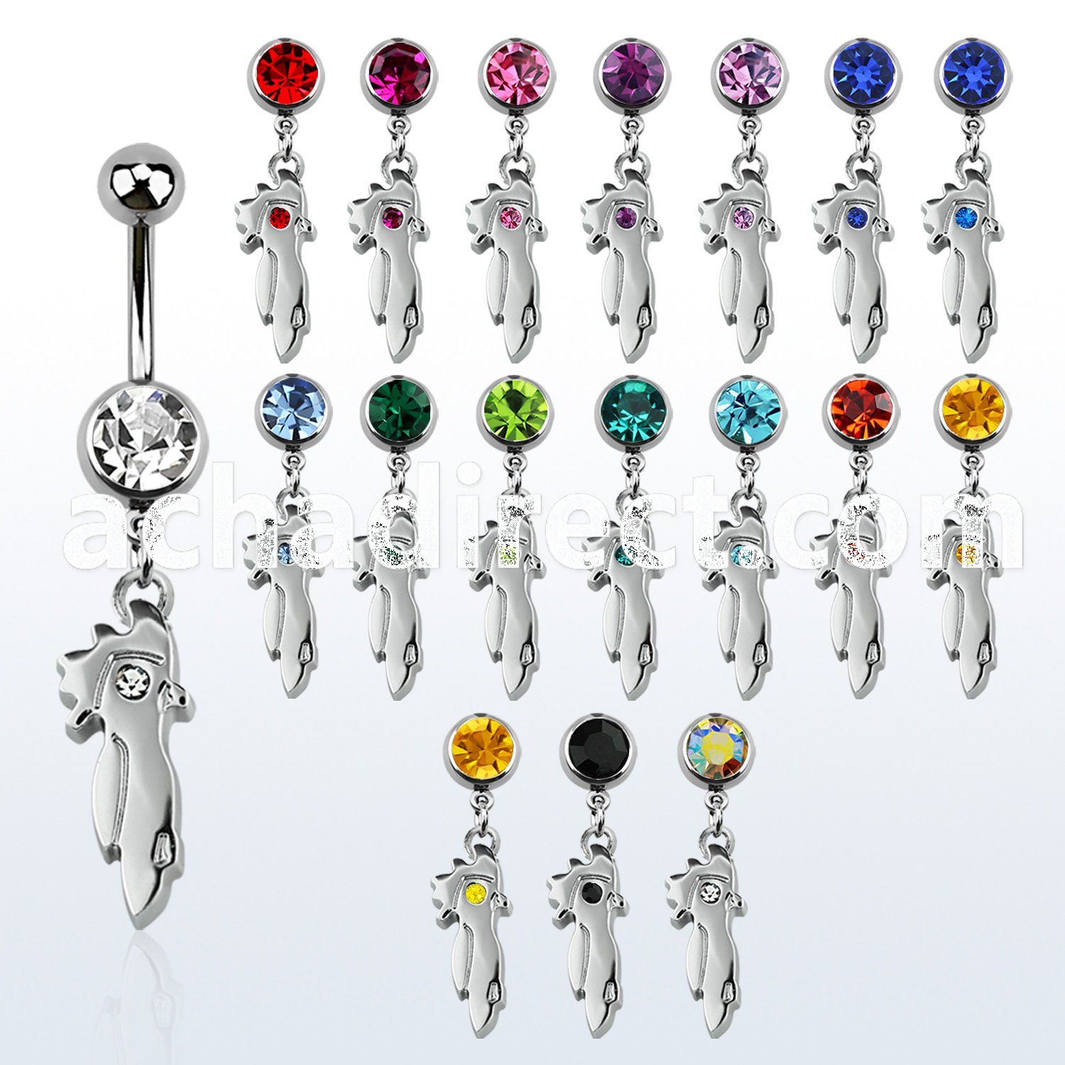 mcd464 316l steel belly banana w jewel ball dangling parrot