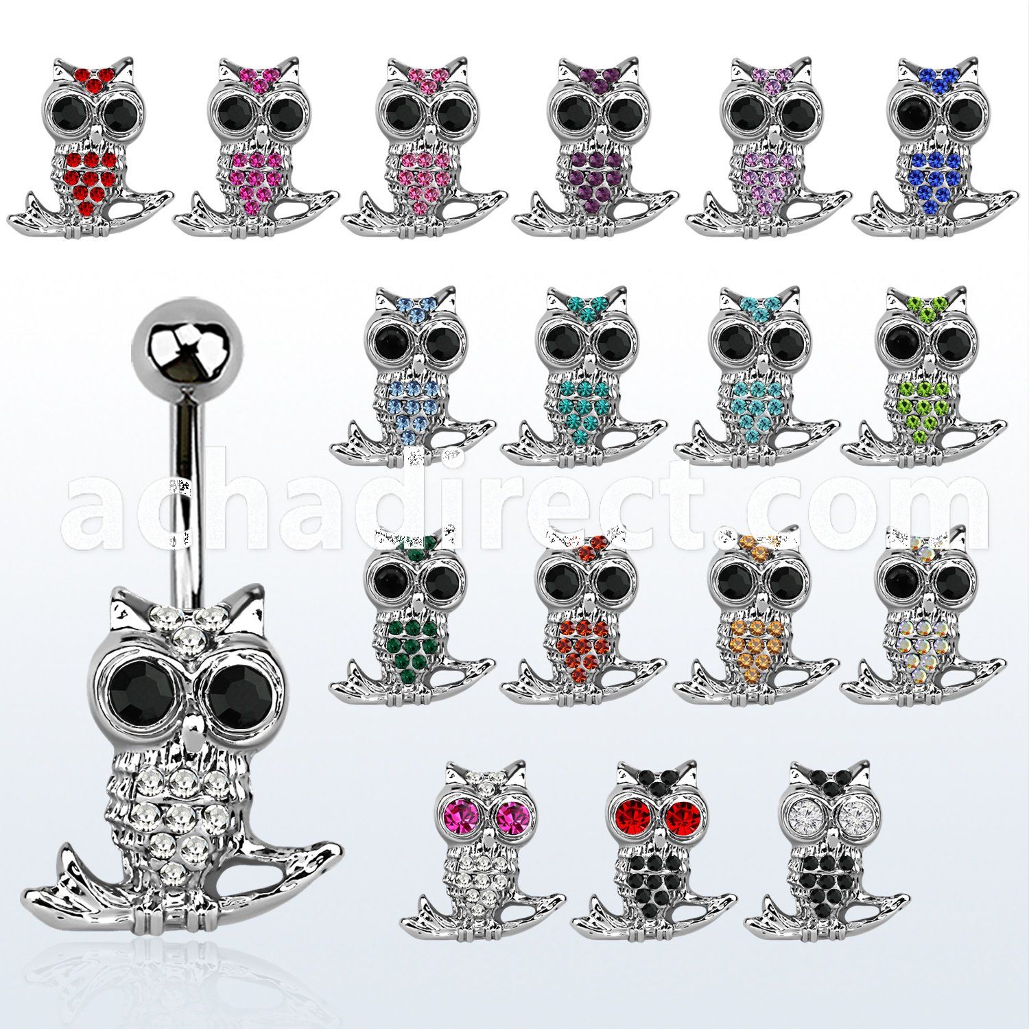 mcd465 belly banana w lower crystal owl sitting on a branch