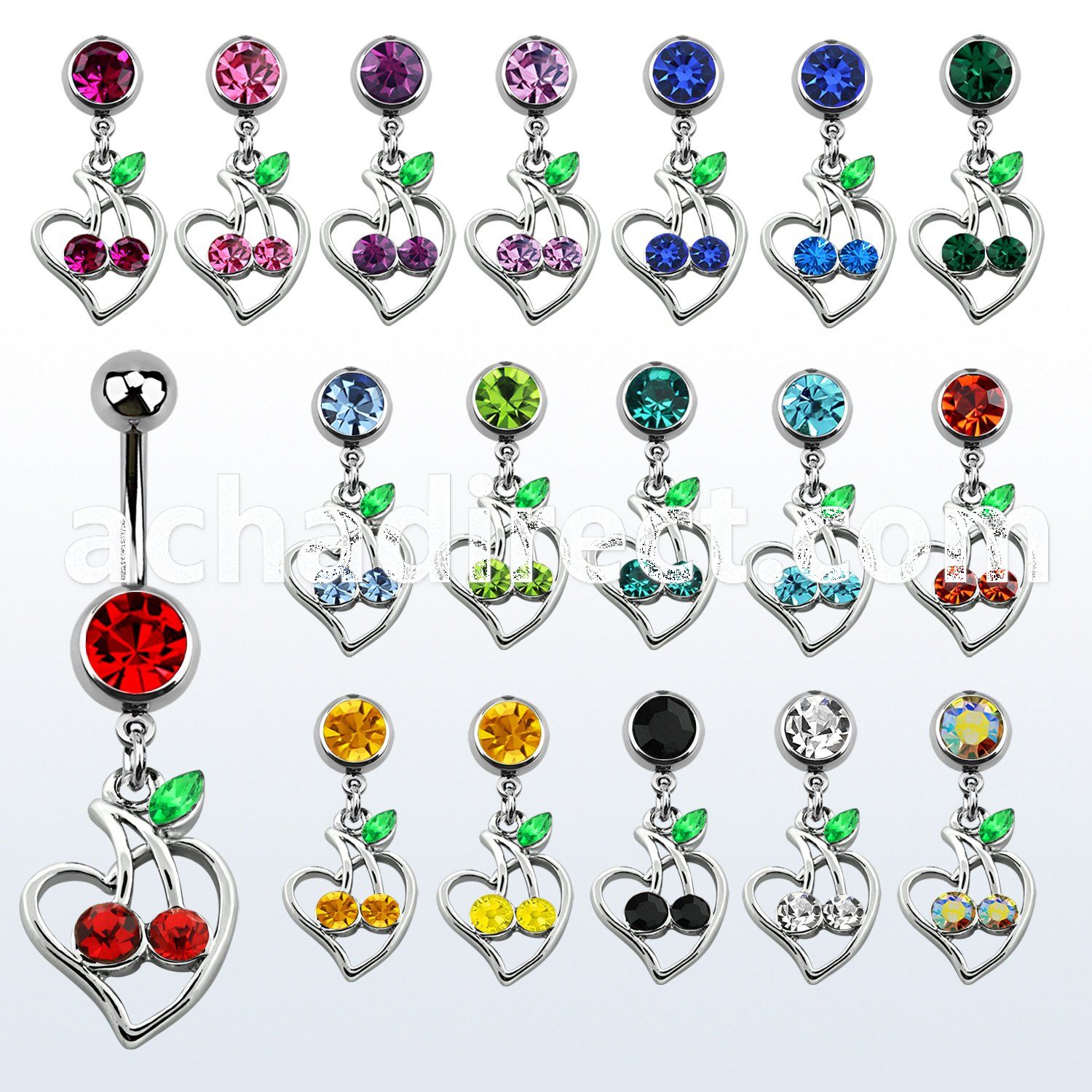 mcd474 316l steel belly banana with cherries in heart