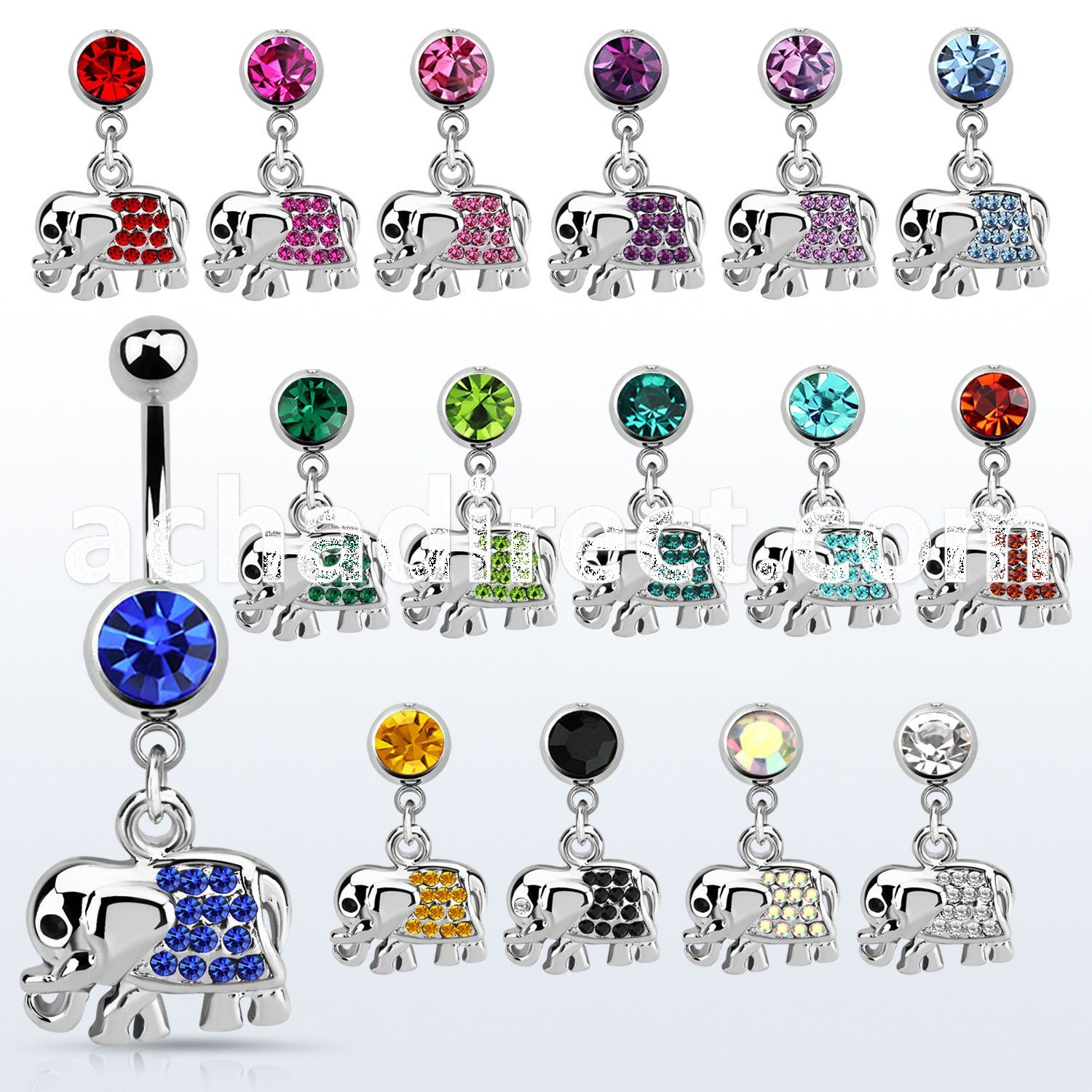 mcd478 steel belly banana w dangling elephant w crystals