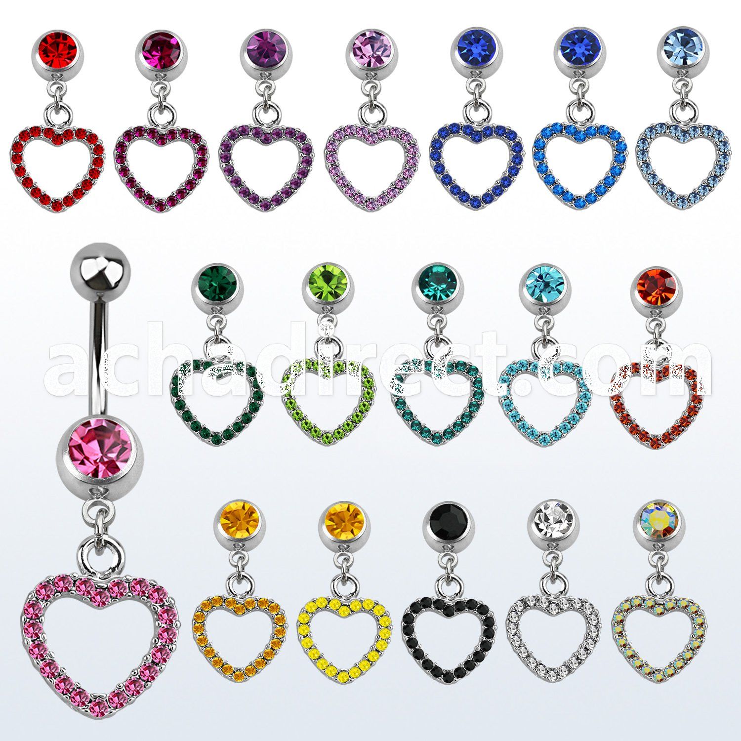 mcd497 belly banana w a dangling crystal studded heart