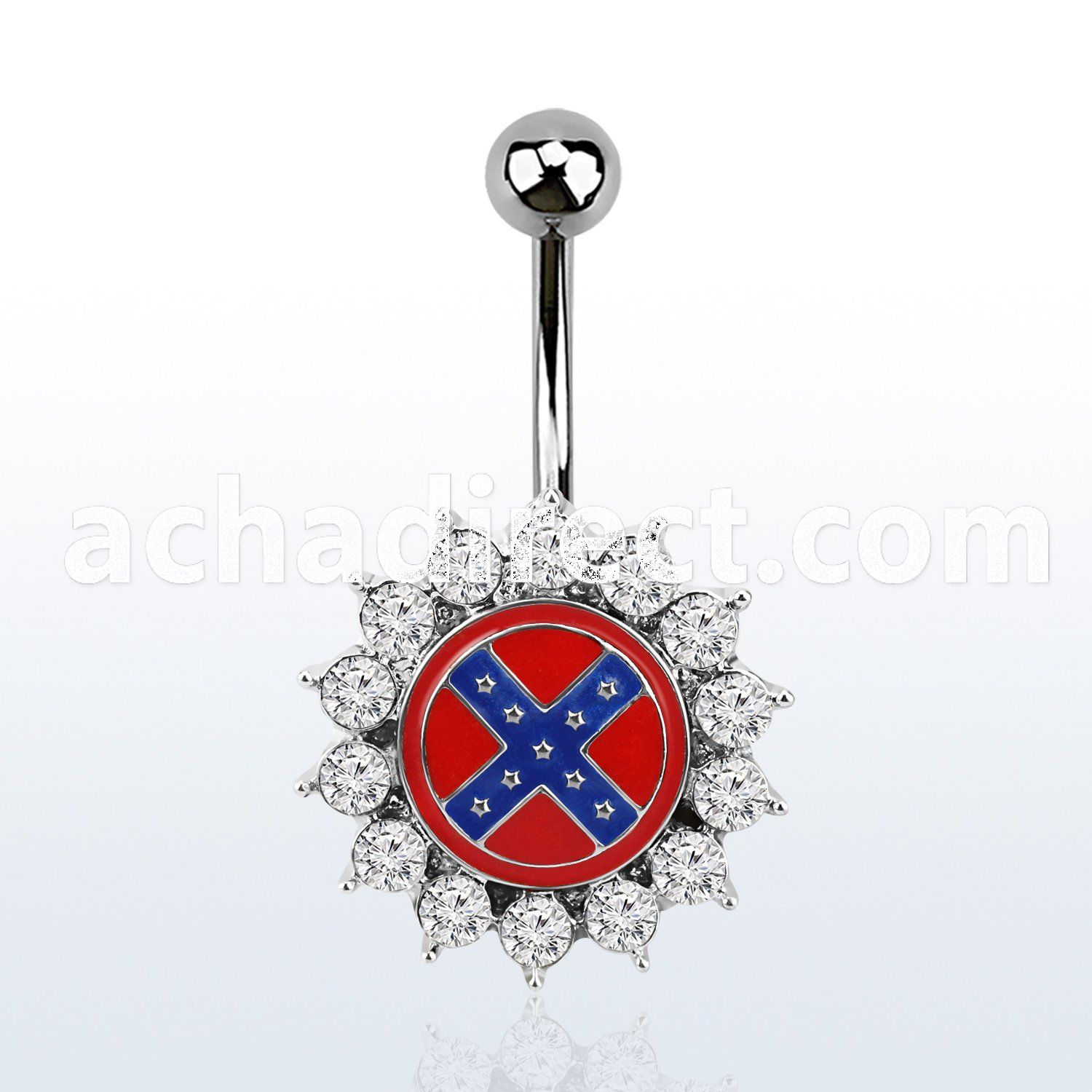 mcd505 316l steel belly banana with confederate w crystals