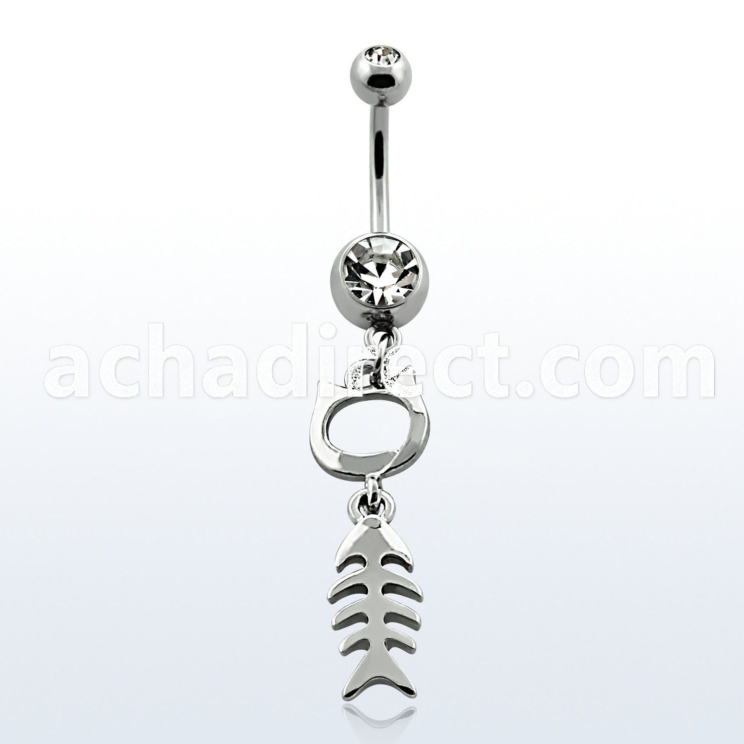 mcd546 316l steel belly banana with jewel ball fish skeleton