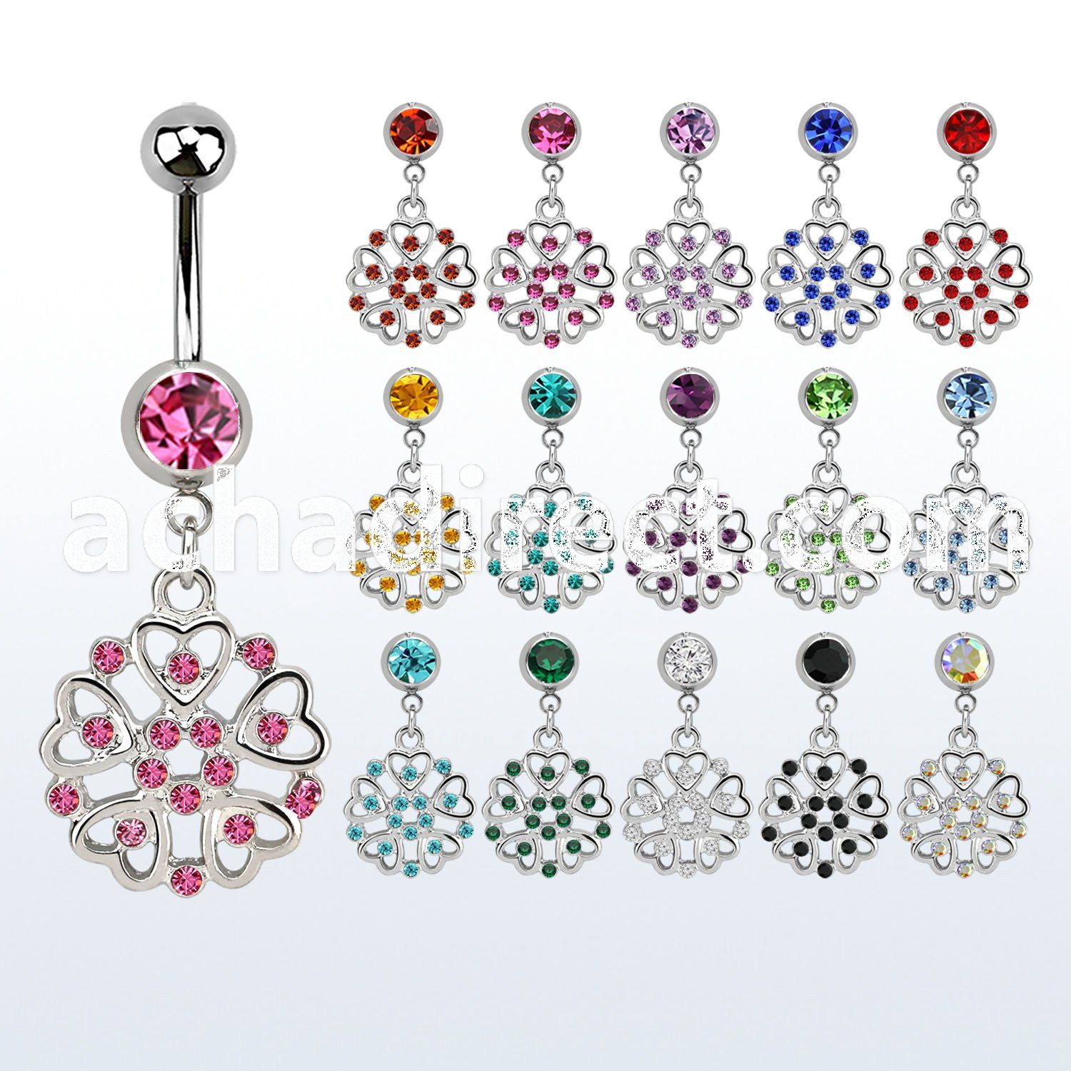 mcd573 steel belly banana w round danglings w hearts