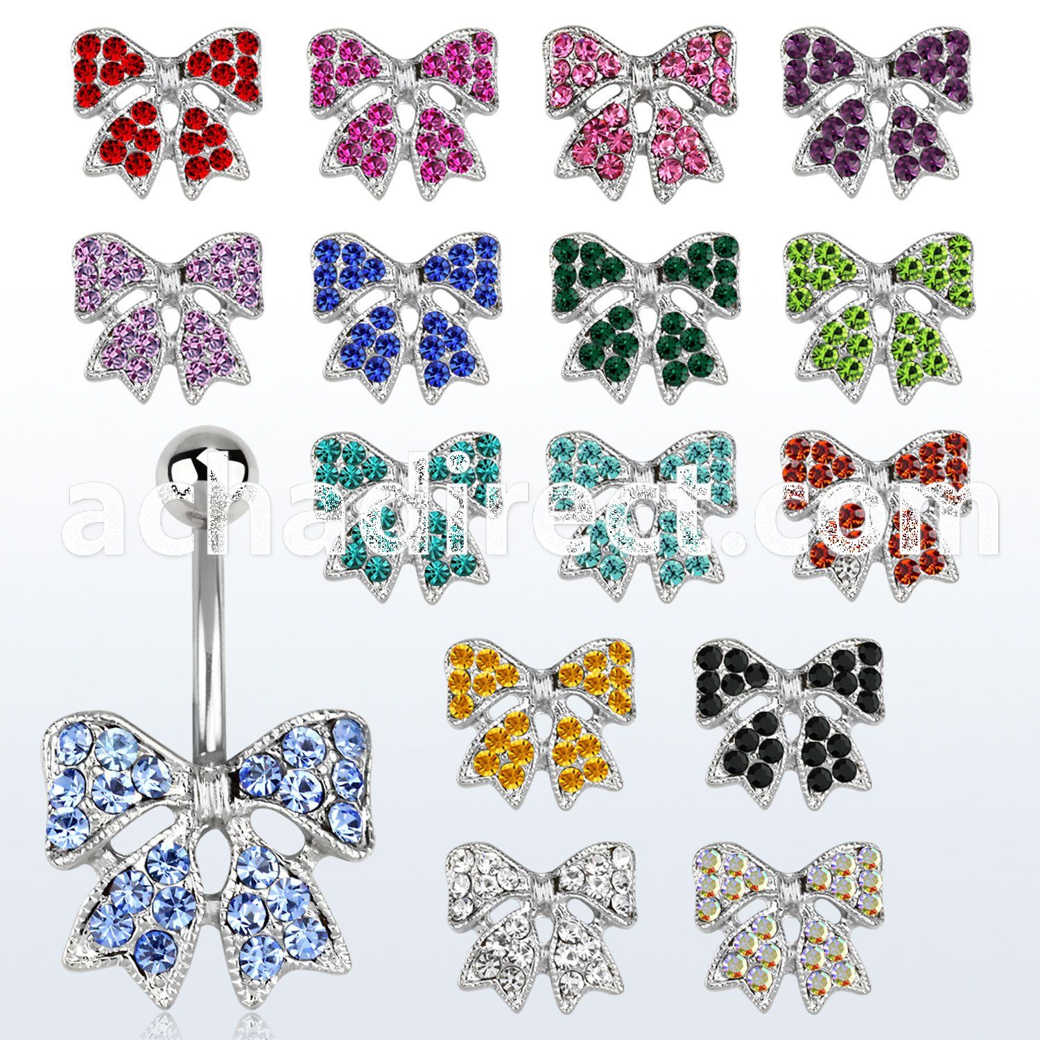 mcd595 belly banana w a lower multi crystal studded ribbon