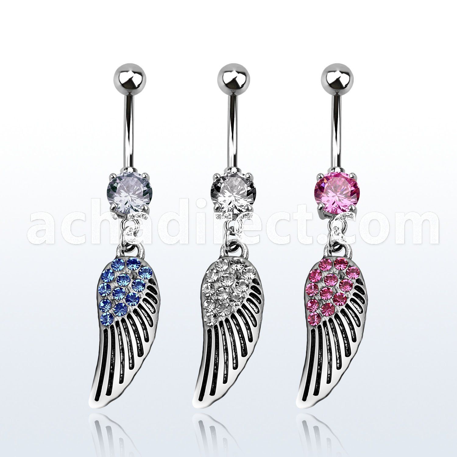 mcd607 316l steel belly banana w dangling bird wing