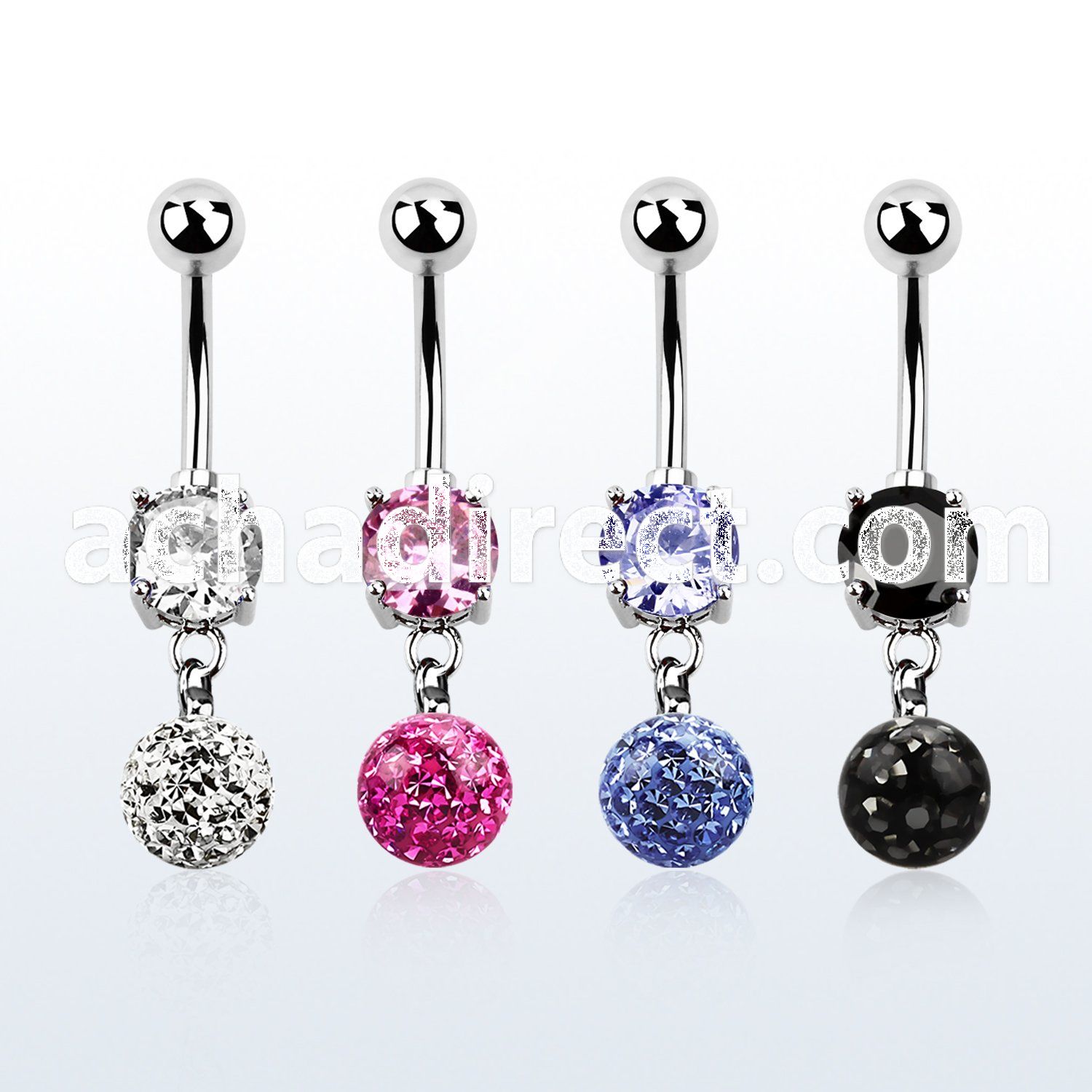 mcd625 316l steel belly banana w prong cz ferido ball