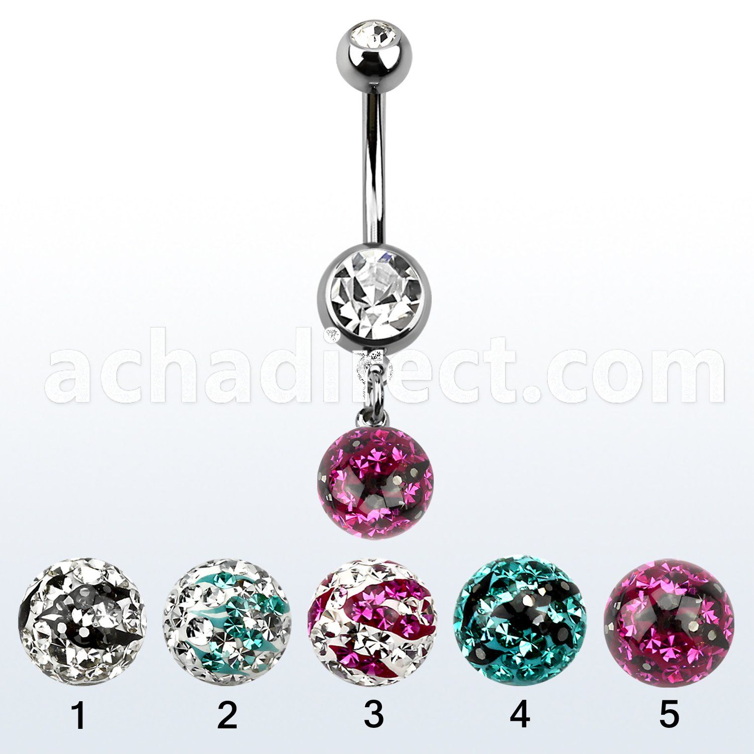 mcd626xc double jewel belly banana w a zebra multi crystal ball