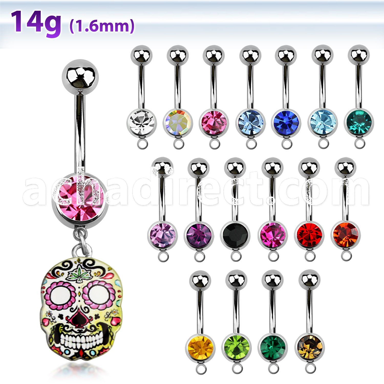 mcd644 belly banana w a dangling painted sugar skull