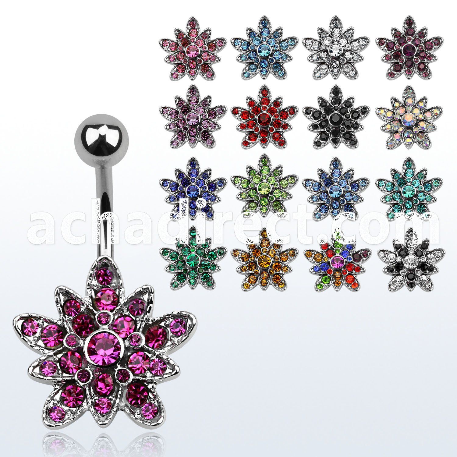 mcd692 belly banana w a multi crystal flower lower part