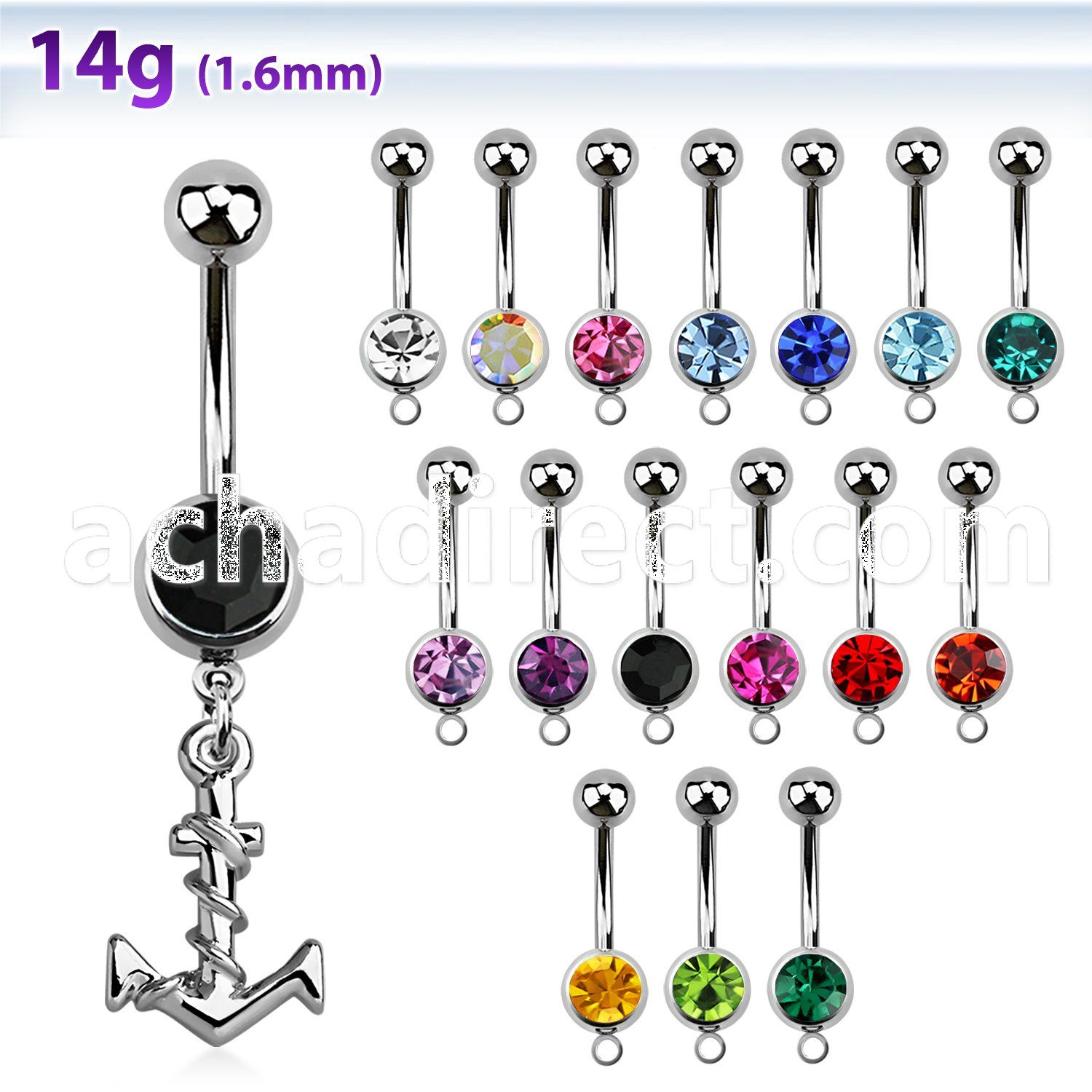 mcd699 316l steel belly banana a dangling plain anchor w rope