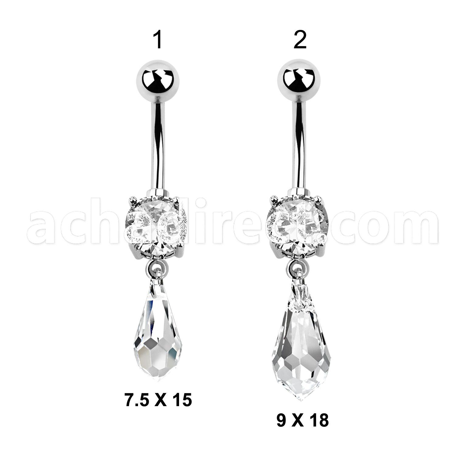 mcd712 steel belly banana w a long drop shaped crystal