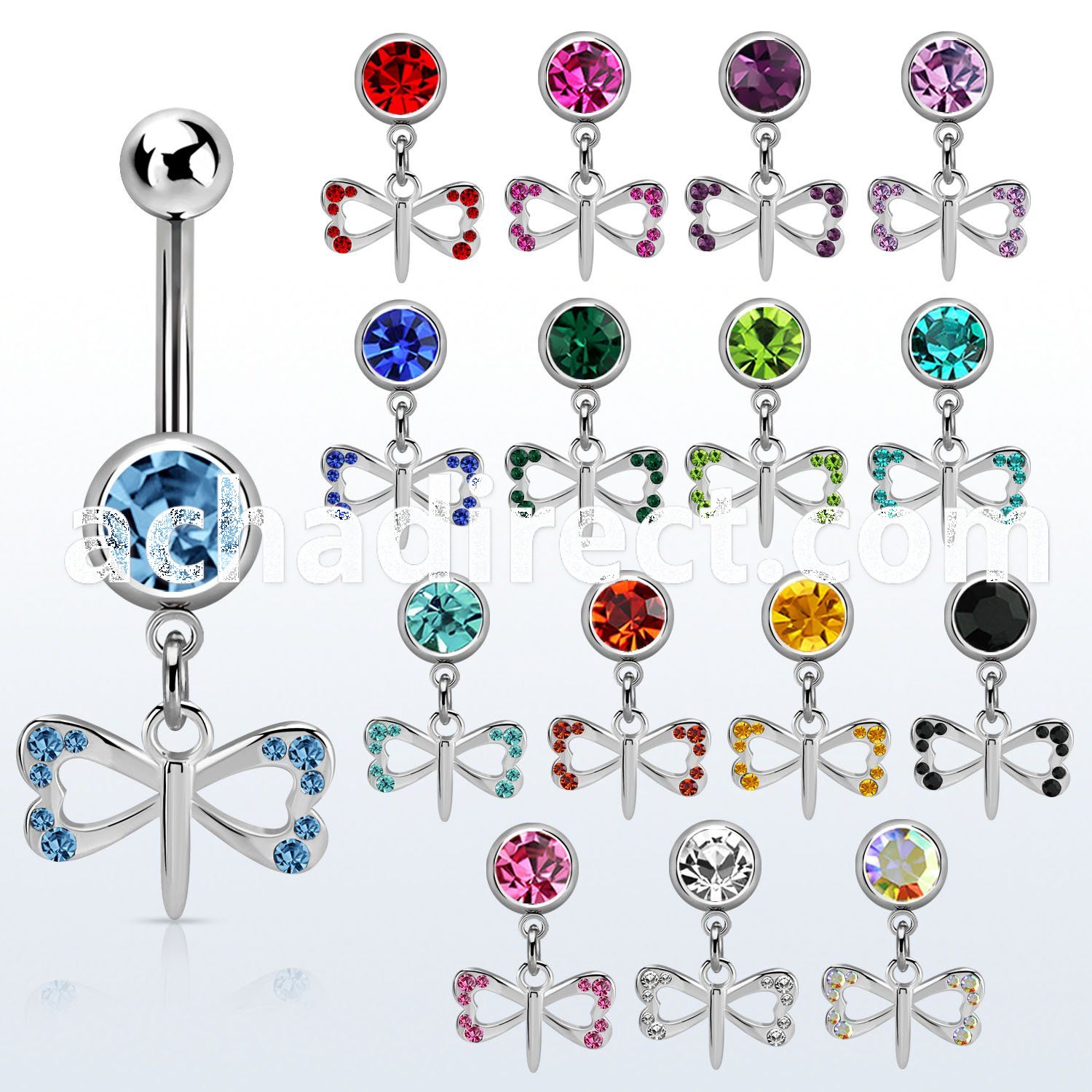 mcd761 steel belly banana w 8mm jewel ball w dangling dragonfly