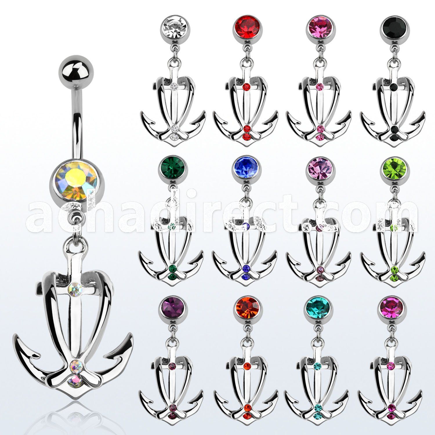 mcda2 316l steel belly banana with anchor w crystals