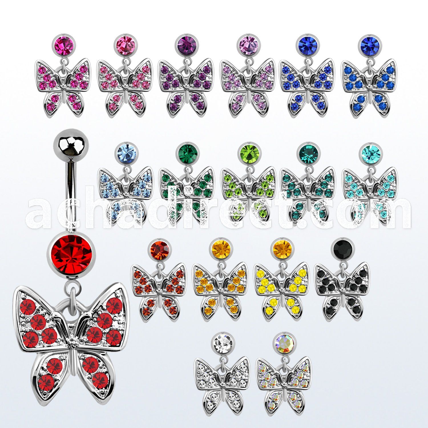 mcdbut7 316l steel belly banana with crystal butterfly