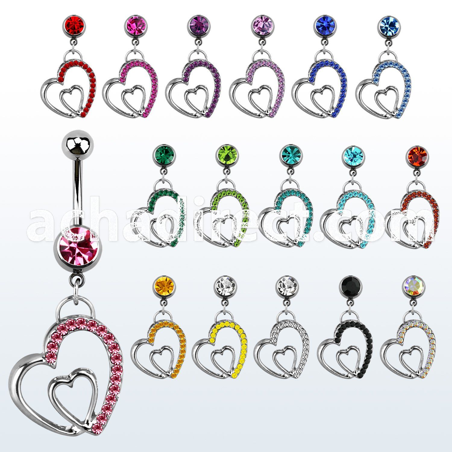 mcdhrc1 316l banana with jewel ball heart in crystal heart