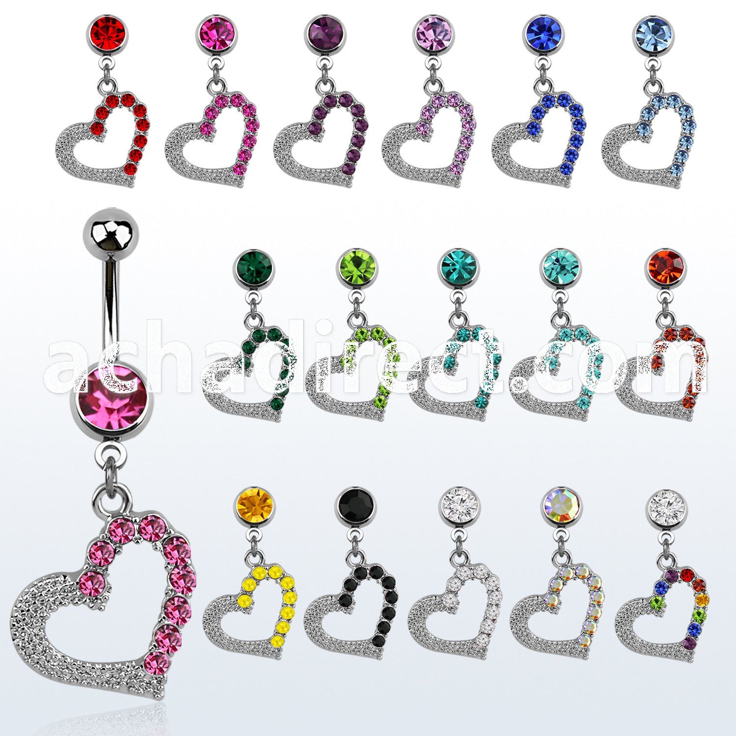 mcdhrc4 steel belly banana w a dangling crystal studded heart