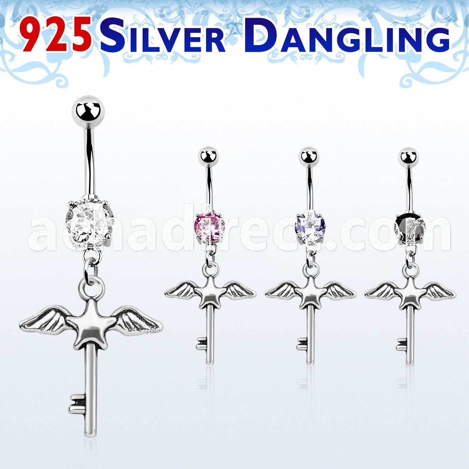 mcdvd3 belly banana w dangling silver star key w wings