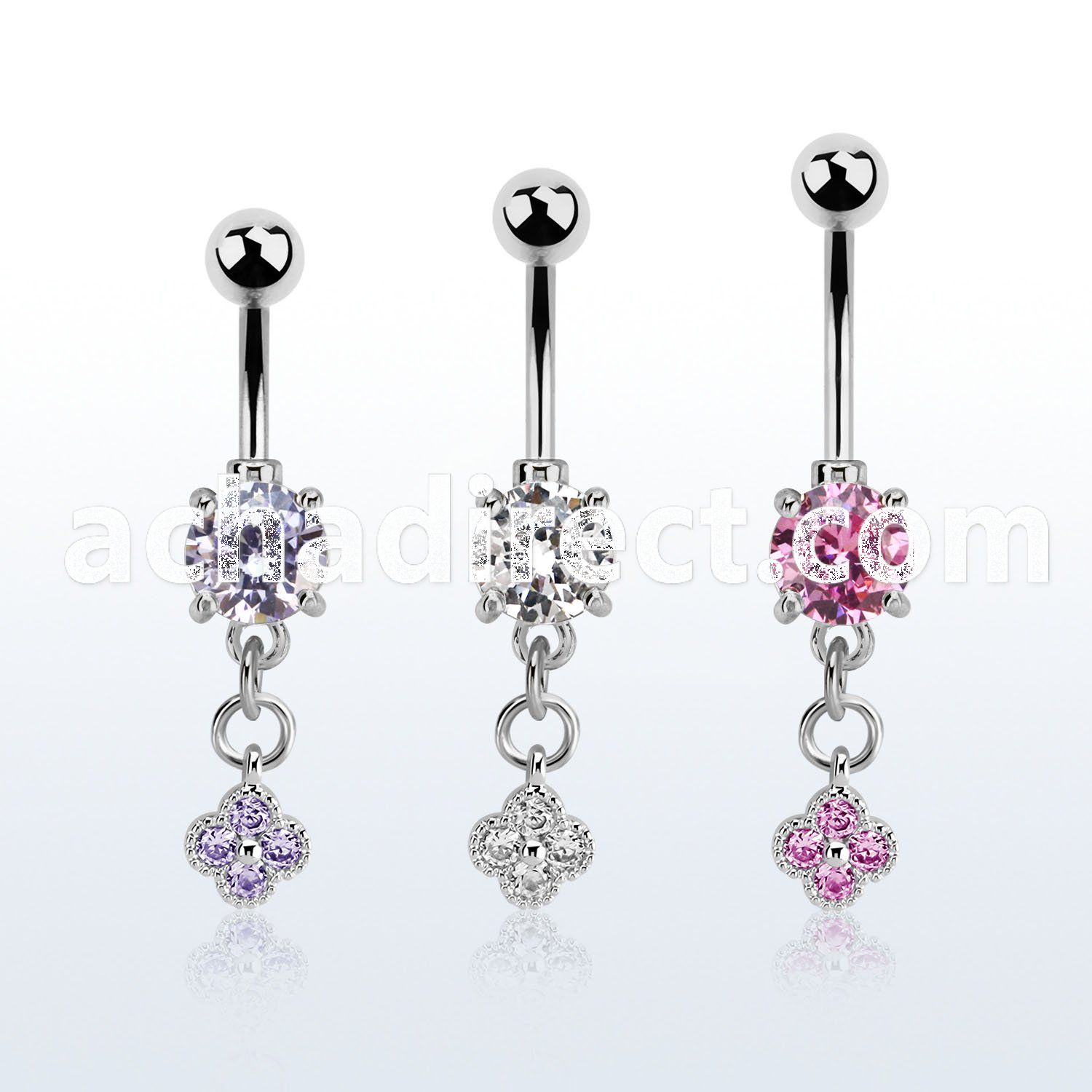 mcdz411 steel belly banana w and a dangling small flower w cz