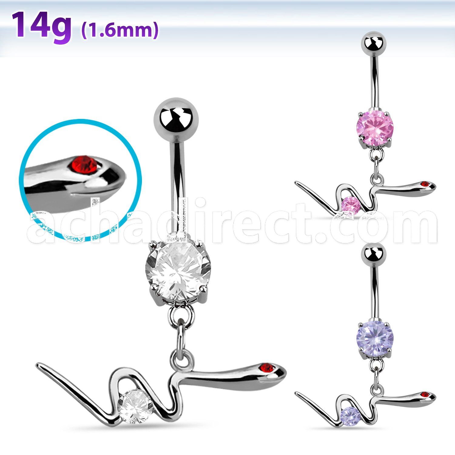 mcdz729 steel belly banana w dangling snake w crystal eyes