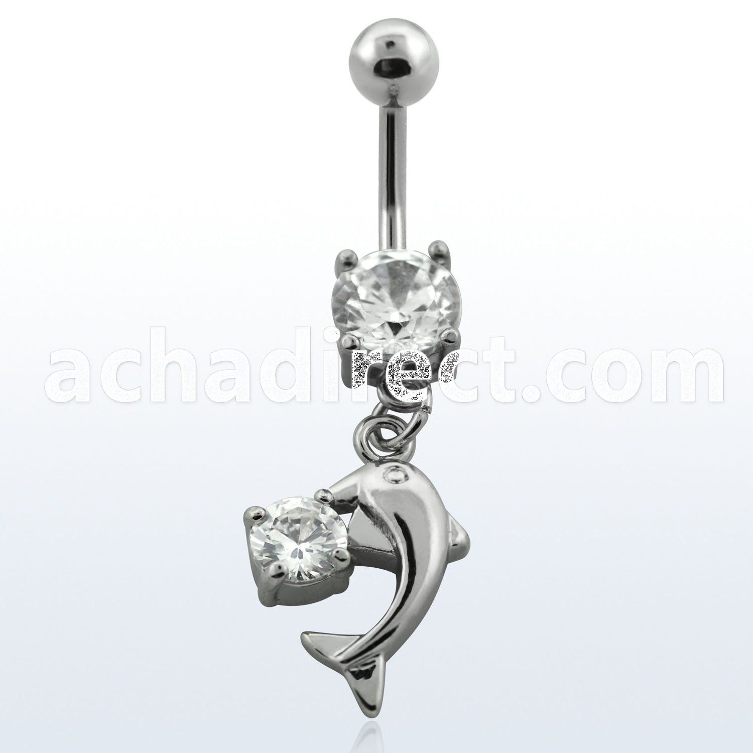 mcdz7x 316l steel prong cz banana w small dolphin w round cz