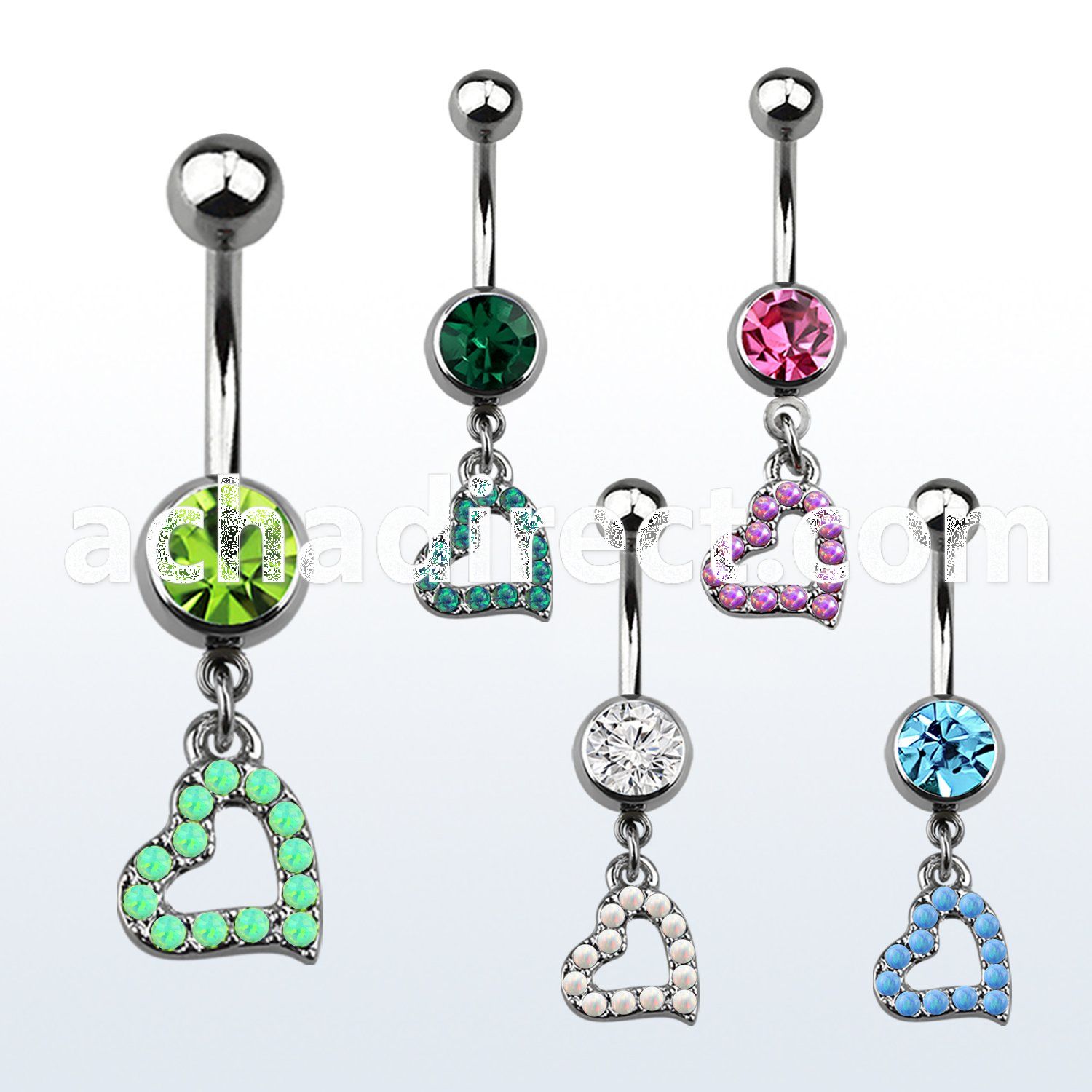 mcop542 steel belly banana w heart shape synthetic opal dangling