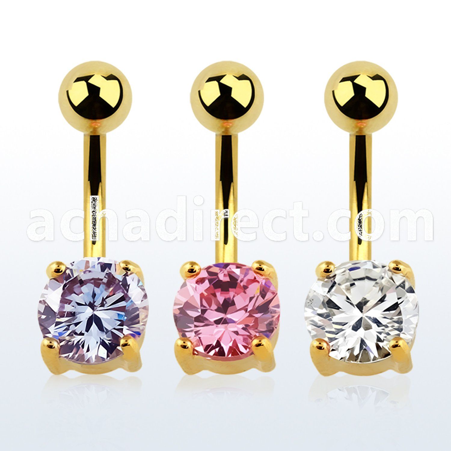 mdgz527 gold steel belly banana w 7mm round prong set cz stone