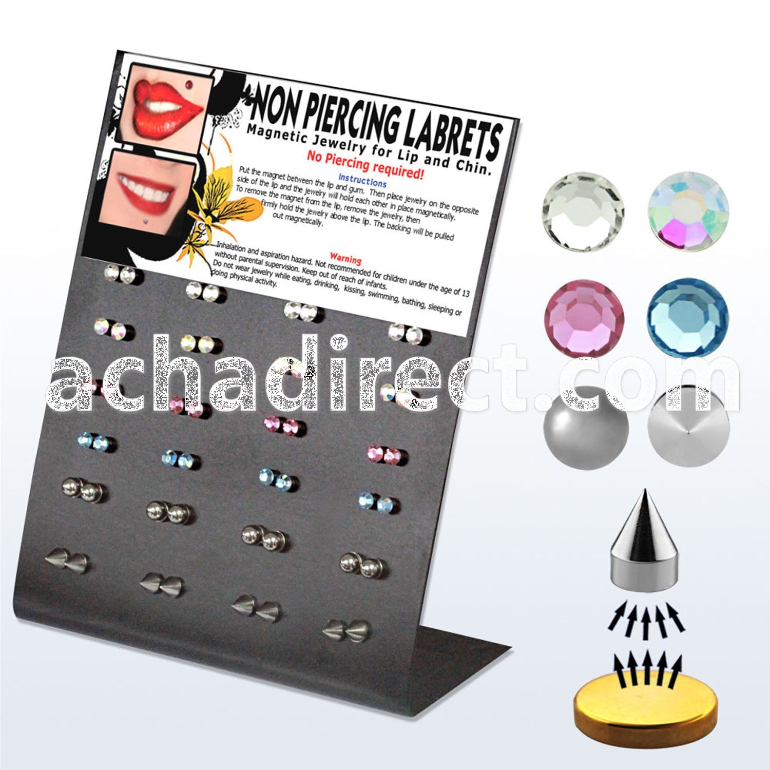 mg91 board magnetic acrylic fake labret studs shapes