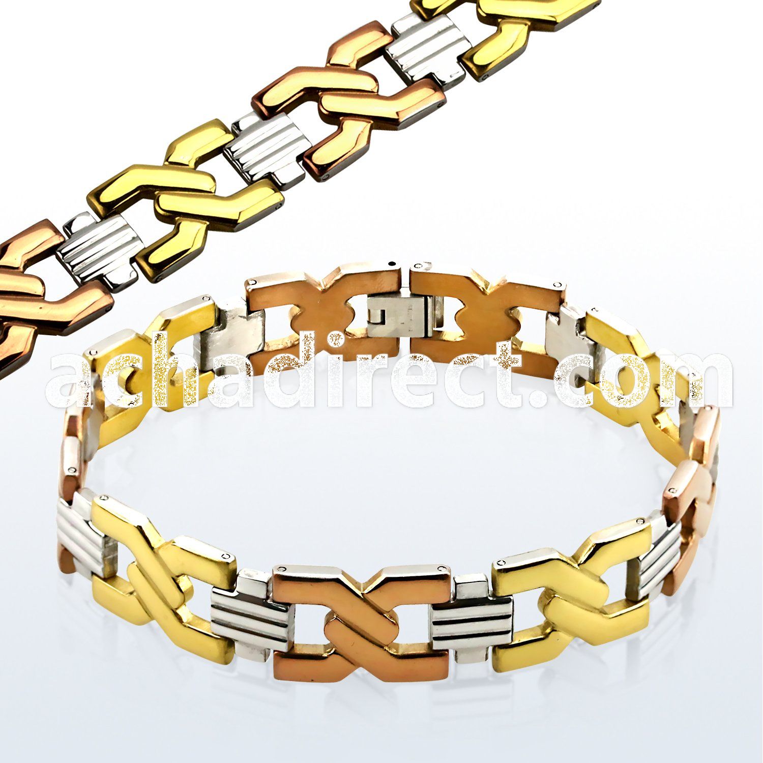 mgcob2 steel bracelet with high polished color x links