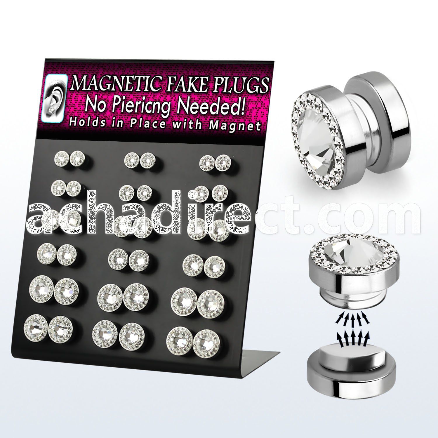 mgmpr16 board of magnetic fake plug w ferido swarovski crystal