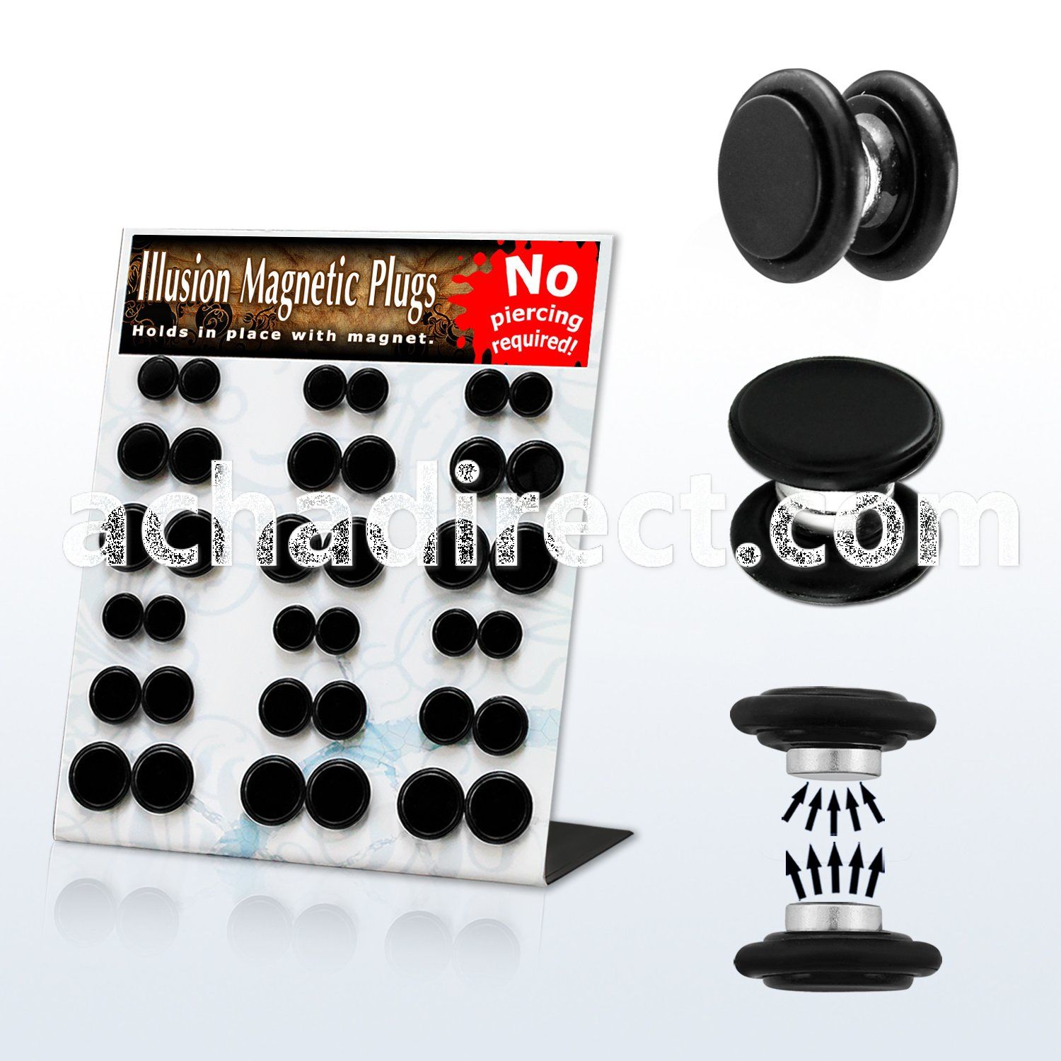 mgmpr2 board of black anodized steel magnetic plugs w o rings