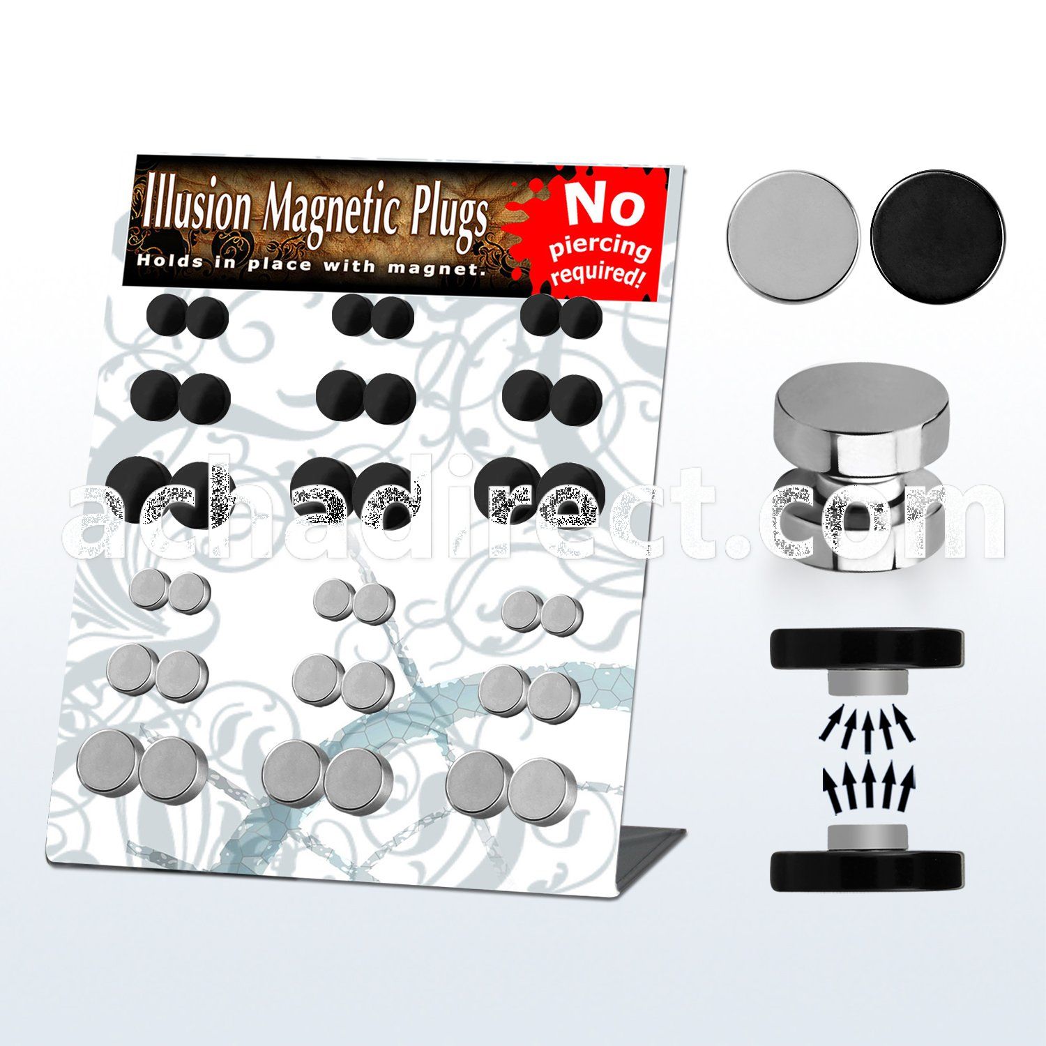 mgmpr5 polished black steel magnetic fake plugs wo o rings